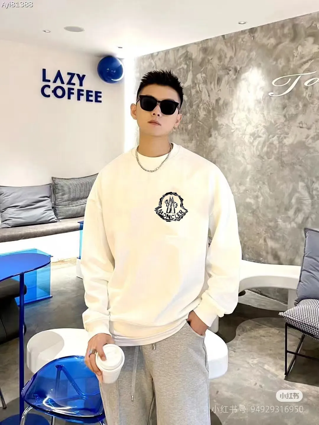 P190 🔥[Moncler] 2025 autumn and winter new round neck sweatshirt High-end pure cotton double-ply 400g heavy terry fabric Color: Black White Size: S M L XL 2XL
