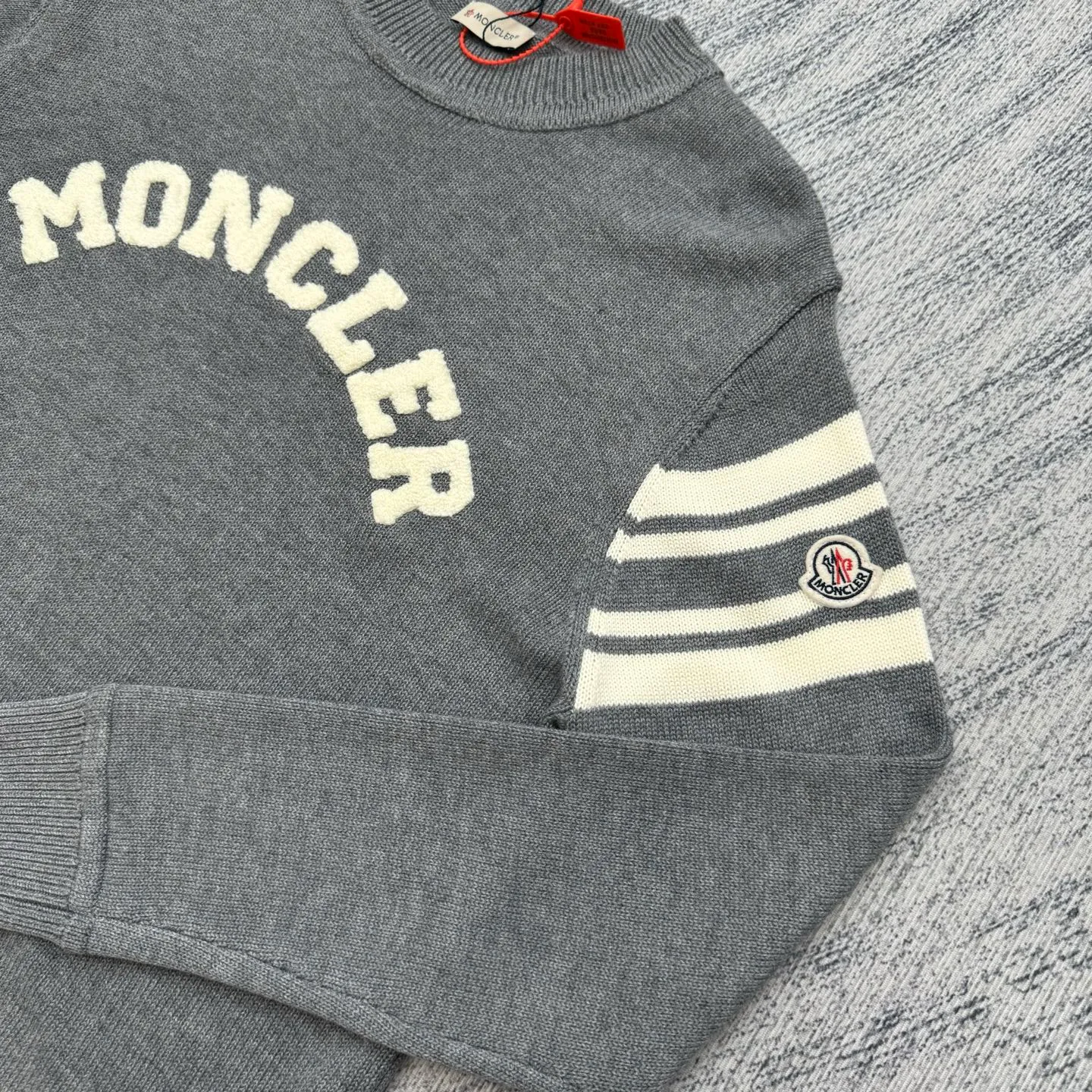 P430 Moncler masked towel embroidered letter logo wool blend knitted round neck pullover sweater Size: S/M/L/XL