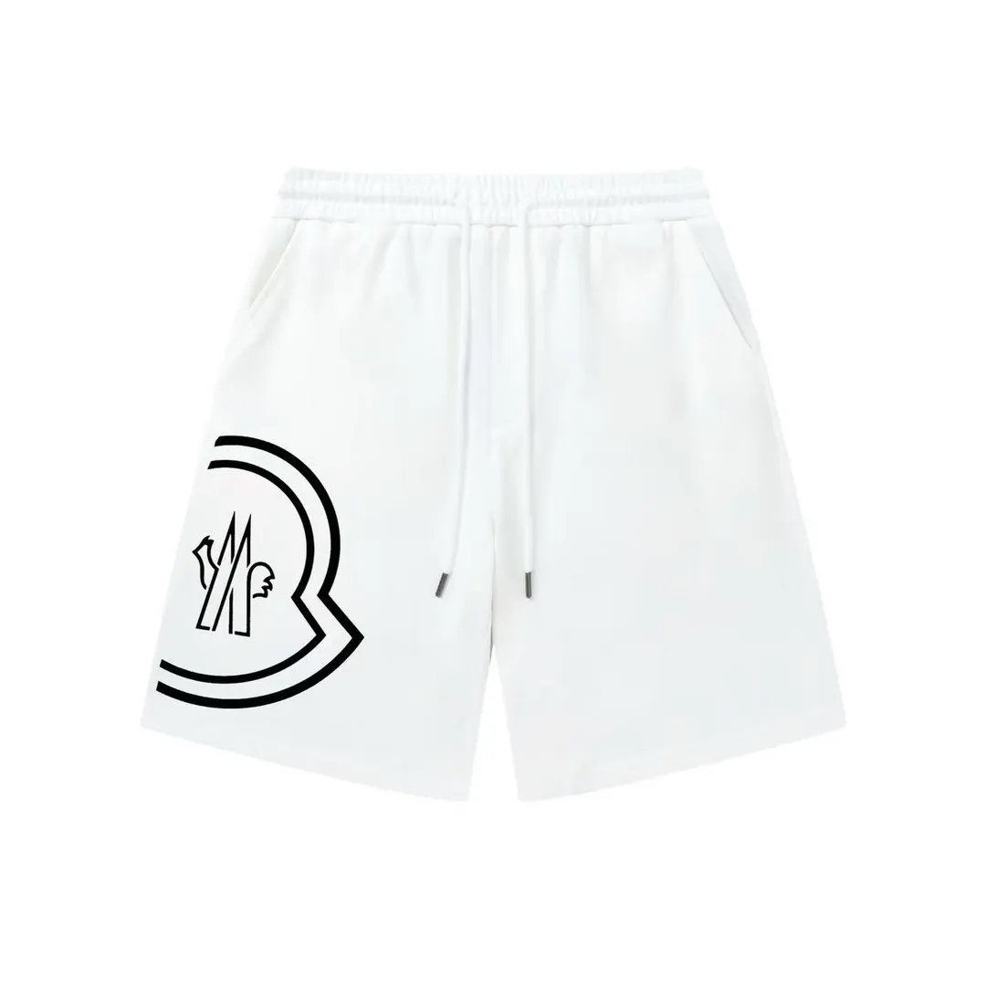 P170 Moncler 2025 new style, light luxury, defective logo printing, essential for daily commuting for men and women, casual shorts ·Customized terry fabric ·Elastic + drawstring adjustable waist ·Waist tag and three wash marks complete Color: White Size: XS S M L
