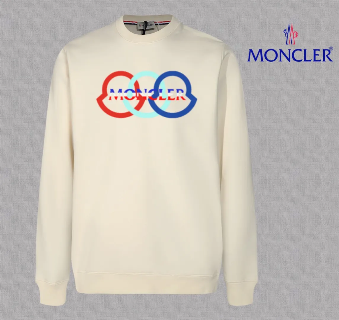 P210 High-version sweatshirt) [Long-term stock] 〖𝐌𝐎𝐍𝐂𝐋𝐄𝐑~Mask〗 Made of 440g heavy-weight fabric. It is different from the market currency. It can be matched with any variety and is properly handsome. 😎The whole dress is made of double waistcoats. The double waistcoats make the whole dress more three-dimensional. Not ordinary factories can do such fine work. 2025 Spring runway version of the T stage, on sale at the counter, round neck terry sweatshirt, high-end double-strand pure cotton, custom-made stretch ribs, dyed in the same vat, complete with three standards, matched with exquisite embroidered LOGO on the chest, simple and advanced, same style for men and women. Color: black, apricot, white, size: S M L XL 2XL
