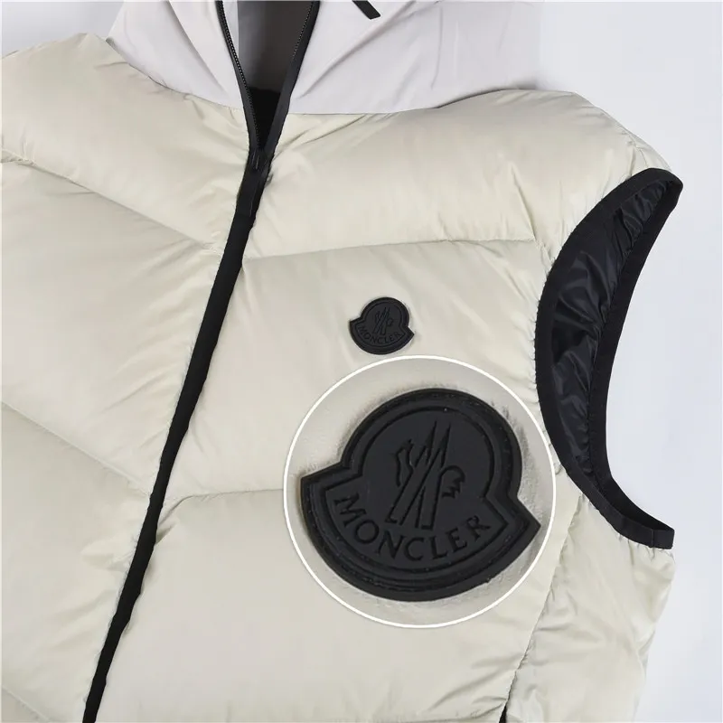 P800 𝑴𝒐𝒏𝒄𝒍𝒆𝒓｜Moncler/Moncler 25𝒔𝒔 Guersac autumn and winter new twill craft hooded [removable hood] light luxury fashionable down vest for men and women #T48# 𝑺𝒊𝒛𝒆：𝟭# 𝟮# 𝟯# 𝟰# 𝟱# Product color: black, beige