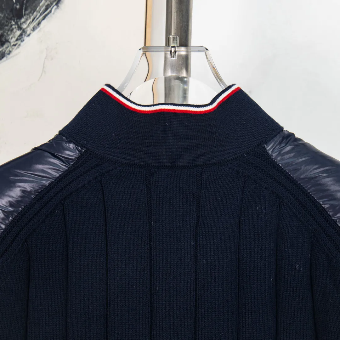 P760 zp version [exclusive supply] Moncler Mouth 23 New Men's Thin Knitted Splicing Down Jacket Winter Regular Color: Blue Size: M L XL 2XL 3XL Number: MM10626