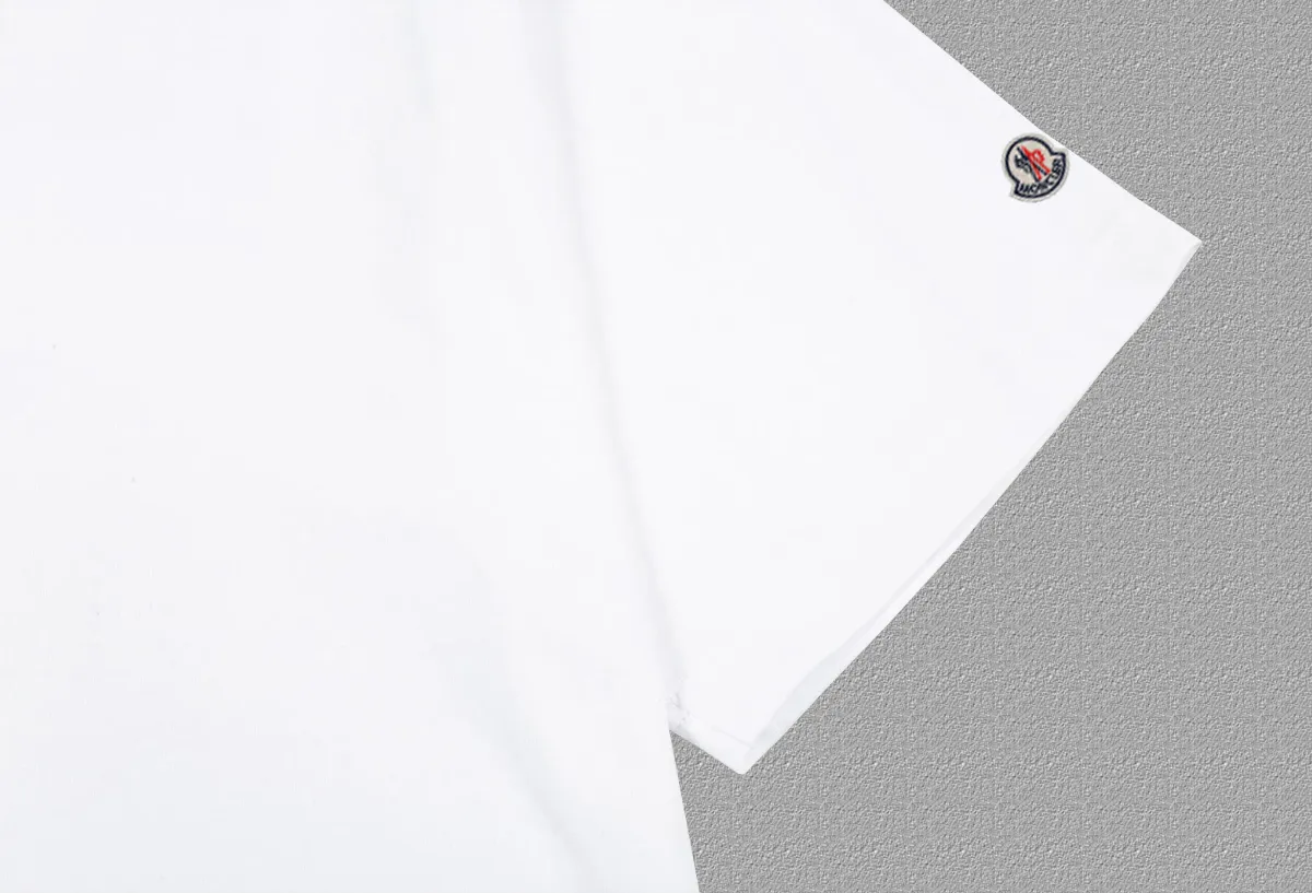 P140 🔥[Moncler] 2025FW short-sleeved T-shirt LOGO printing, high-end 26s double yarn 300g fabric, heavy fabric, custom stretcher rib, same vat and dye, complete three standards, same style for men and women, color: black, white, size: S M L XL 2XL