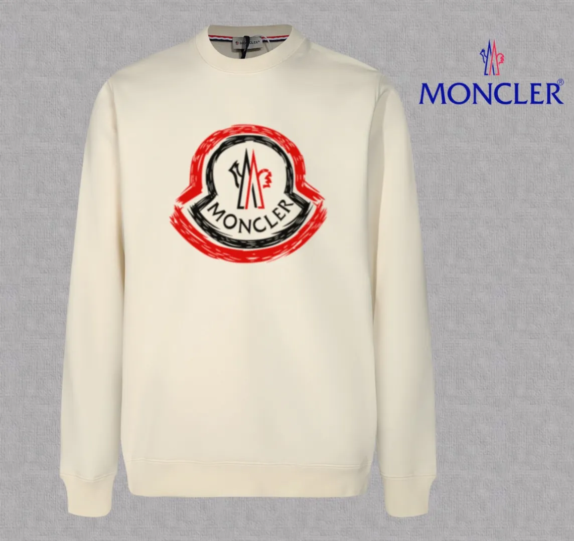 P210 High-version sweatshirt) [Long-term stock] 〖𝐌𝐎𝐍𝐂𝐋𝐄𝐑~Mask〗 Made of 440g heavy-weight fabric. It is different from the market currency. It can be matched with any variety and is properly handsome. 😎The whole dress is made of double waistcoats. The double waistcoats make the whole dress more three-dimensional. Not ordinary factories can do such fine work. 2025 Spring runway version of the T stage, on sale at the counter, round neck terry sweatshirt, high-end double-strand pure cotton, custom-made stretch ribs, dyed in the same vat, complete with three standards, matched with exquisite embroidered LOGO on the chest, simple and advanced, same style for men and women. Color: black, apricot, white, size: S M L XL 2XL
