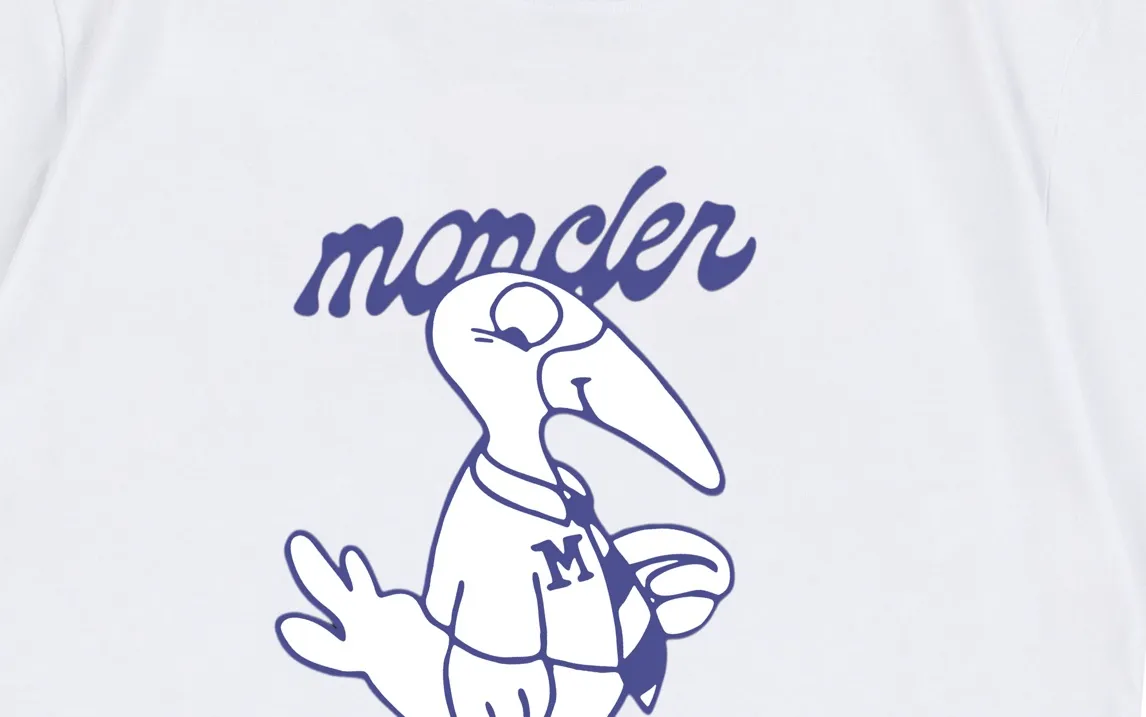 P150 Moncler 2026 early spring new style Mascot letter logo Customized small armband Same style for men and women Short-sleeved T-shirt Customized 300 grams of 100% double yarn pure cotton fabric Custom dyed 32 double-strand threads Complete collar label, hangtag, main mark and three labels Color: White Size: XS S M L