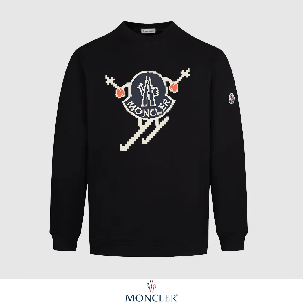 P240 Recommend the most popular Moncler masked 380g printed terry crew neck sweatshirt. Breathable pure cotton fabric. The texture is very soft and comfortable. No shrinkage, no deformation, no pilling). Original customized accessories. Collar label. Wash mark. Hang tag. Packaging (perfect details). Color: White. Black. Size: XS S M L.