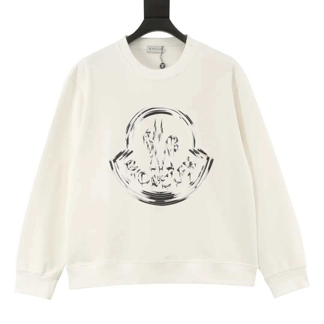 P460 Moncler 25FW graffiti logo round neck sweatshirt 480g high-grade combed cotton fabric Counter collar label Purchasing grade white thick plate hang tag Original hanging grain Three-dimensional foam printing on the front and back Strong sense of layering Same style for men and women Couple style Oversize version Loose Size: S-XL