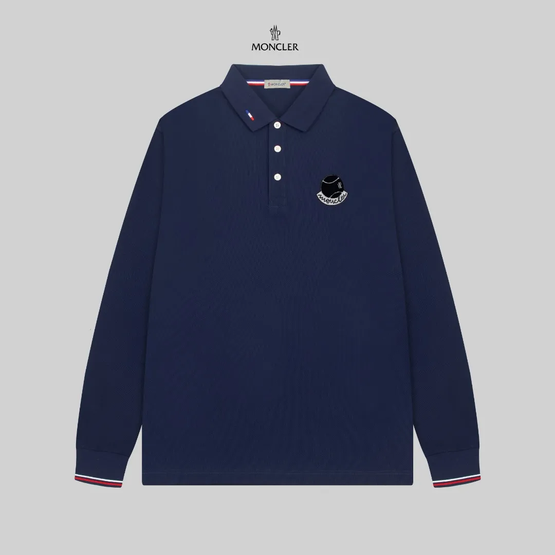 P210 MONCLER/Mask 25SS new logo embroidered lapel long-sleeved Polo shirt.  A simple yet refined T-shirt. The best item to create a modern and elegant look. Excellent channel product! Customer-supplied Piquet porous fiber pique cotton fabric, which can be called a "breathing fabric."  The unparalleled texture is inseparable from the exquisite materials used in craft tailoring. The craft knitted quilted design makes the hand feel extremely smooth and delicate without any roughness. The original logo design is more luxurious and noble. The upper body is comfortable and classy. The hand feels very smooth and soft. It can be easily controlled regardless of business, fashion or leisure. The age span is very large, which conforms to the trendy and practical dressing customs. It is the first choice for senior urban fashion people.  Black/white/Tibetan orchid Size: M~3XL