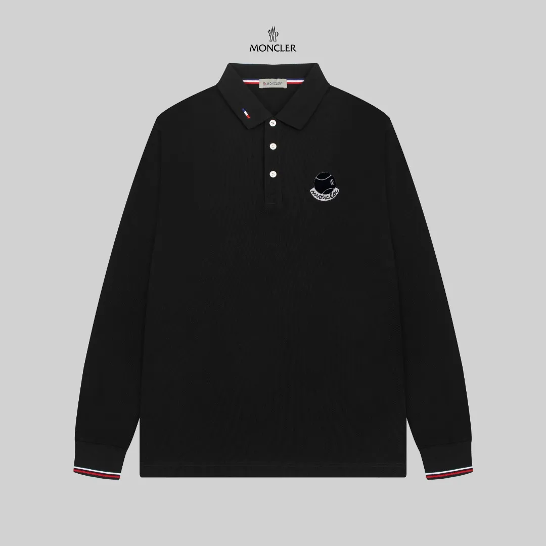 P210 MONCLER/Mask 25SS new logo embroidered lapel long-sleeved Polo shirt.  A simple yet refined T-shirt. The best item to create a modern and elegant look. Excellent channel product! Customer-supplied Piquet porous fiber pique cotton fabric, which can be called a "breathing fabric."  The unparalleled texture is inseparable from the exquisite materials used in craft tailoring. The craft knitted quilted design makes the hand feel extremely smooth and delicate without any roughness. The original logo design is more luxurious and noble. The upper body is comfortable and classy. The hand feels very smooth and soft. It can be easily controlled regardless of business, fashion or leisure. The age span is very large, which conforms to the trendy and practical dressing customs. It is the first choice for senior urban fashion people.  Black/white/Tibetan orchid Size: M~3XL