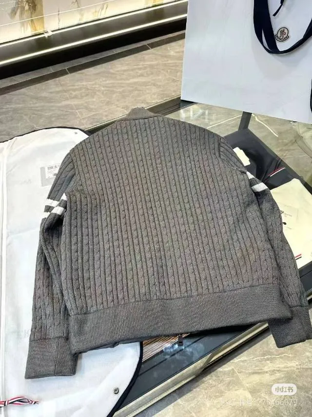 P640 Moncler. Sleeves parallel bar splicing knitted black gray size 12345