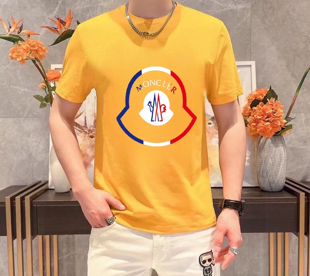 P140 Brand [MONCLER] (Good News for Fat People) original men's casual short-sleeved T-shirt, new product for spring and summer 2025, customized top-notch logo craftsmanship on the chest, matched with the entire details, quality and tailoring design are first-class, customized imported mercerized cotton fabric! Full of style, the color scheme is light and versatile. M-5XL (wear up to 220 pounds)