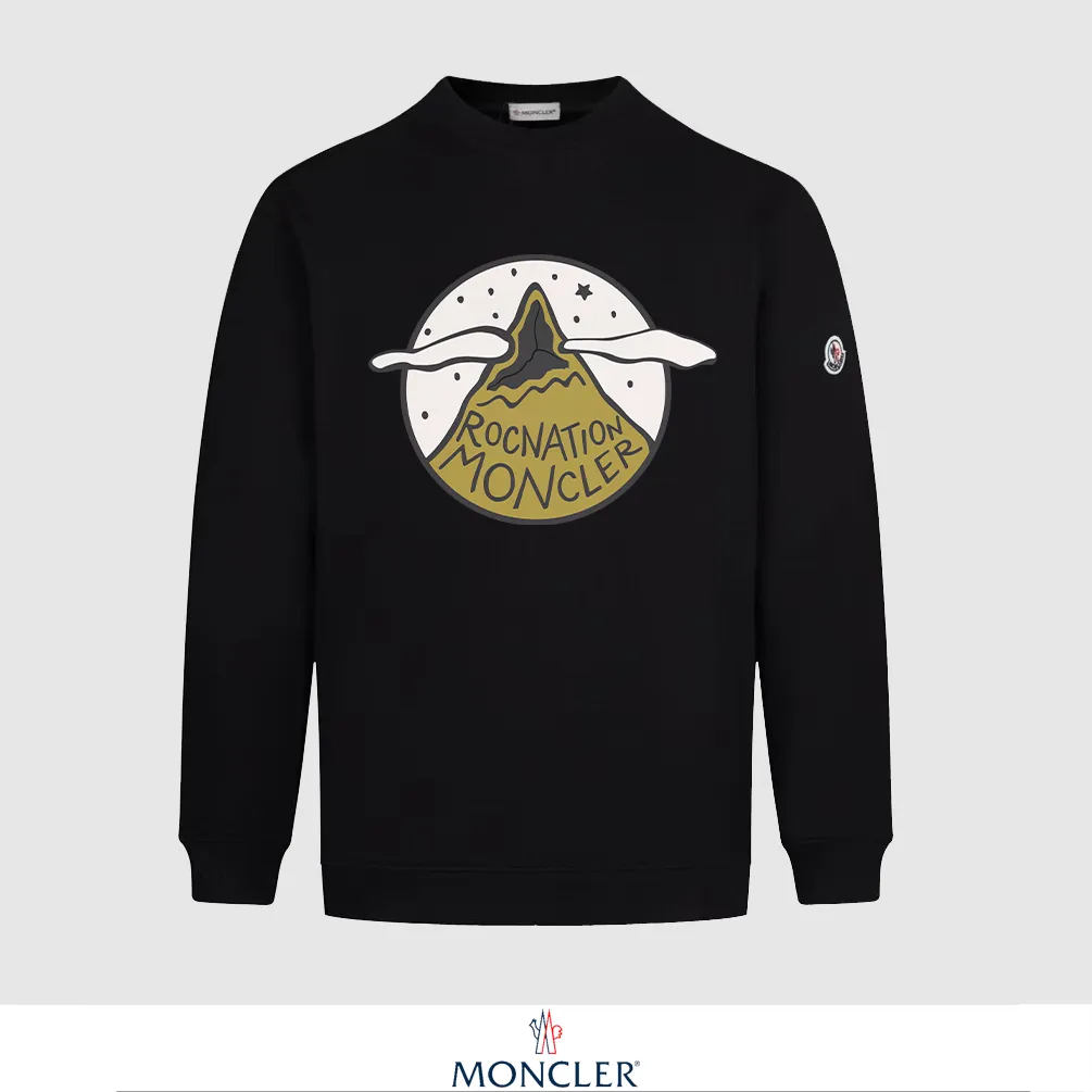 P240 Recommend the most popular Moncler masked 380g printed terry crew neck sweatshirt. Breathable pure cotton fabric. The texture is very soft and comfortable. No shrinkage, no deformation, no pilling). Original customized accessories. Collar label. Wash mark. Hang tag. Packaging (perfect details). Color: White. Black. Size: XS S M L.