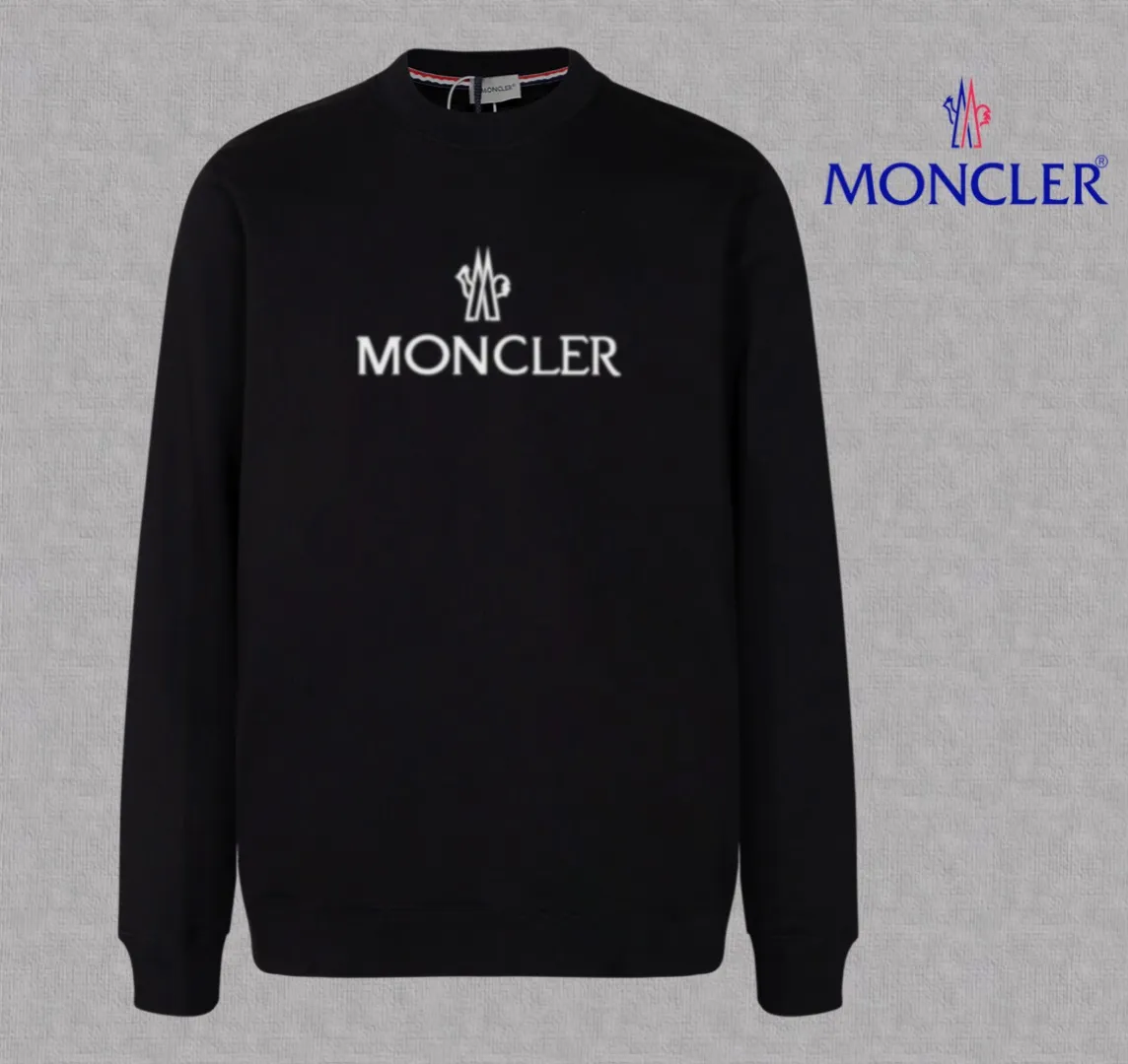 P210 High-version sweatshirt) [Long-term stock] 〖𝐌𝐎𝐍𝐂𝐋𝐄𝐑~Mask〗 Made of 440g heavy-weight fabric. It is different from the market currency. It can be matched with any variety and is properly handsome. 😎The whole dress is made of double waistcoats. The double waistcoats make the whole dress more three-dimensional. Not ordinary factories can do such fine work. 2025 Spring runway version of the T stage, on sale at the counter, round neck terry sweatshirt, high-end double-strand pure cotton, custom-made stretch ribs, dyed in the same vat, complete with three standards, matched with exquisite embroidered LOGO on the chest, simple and advanced, same style for men and women. Color: black, apricot, white, size: S M L XL 2XL