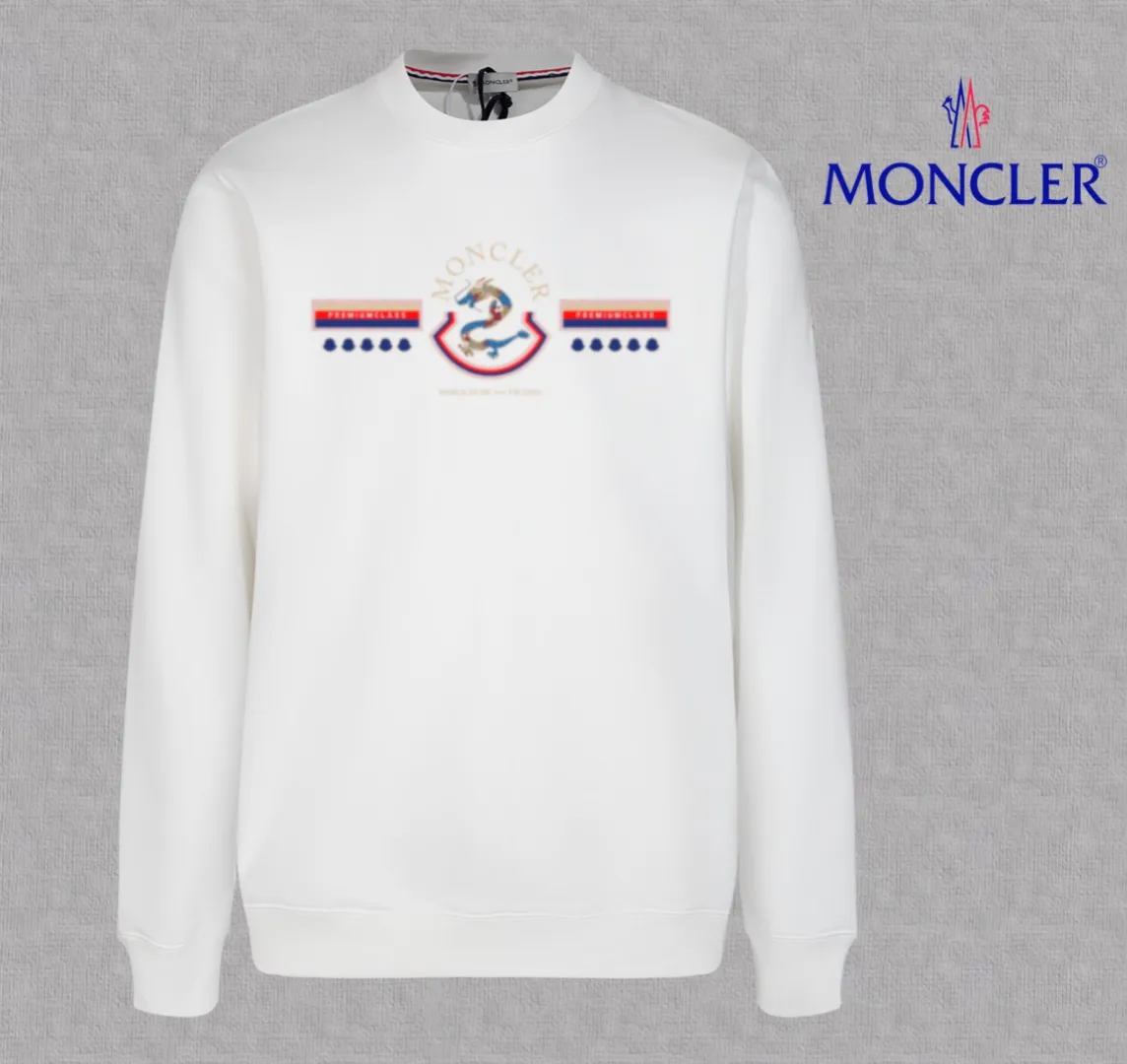 P210 High-version sweatshirt) [Long-term stock] 〖𝐌𝐎𝐍𝐂𝐋𝐄𝐑~Mask〗 Made of 440g heavy-weight fabric. It is different from the market currency. It can be matched with any variety and is properly handsome. 😎The whole dress is made of double waistcoats. The double waistcoats make the whole dress more three-dimensional. Not ordinary factories can do such fine work. 2025 Spring runway version of the T stage, on sale at the counter, round neck terry sweatshirt, high-end double-strand pure cotton, custom-made stretch ribs, dyed in the same vat, complete with three standards, matched with exquisite embroidered LOGO on the chest, simple and advanced, same style for men and women. Color: black, apricot, white, size: S M L XL 2XL