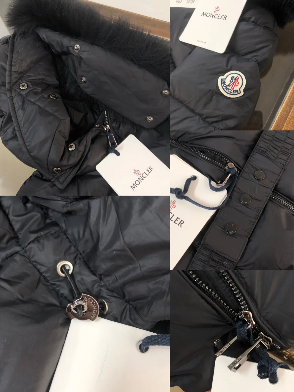 P980 🆕MONCLER Women's hooded short wool collared down jacket, the original version is made 1:1👍 There is an elastic waistband at the back, plus a color matching activity belt, the fabric is soft and comfortable, 90 velvet has good fill power, the slim cut upper body is light and neat, warm and not bloated✨👍 Color: black, white Size: 1234