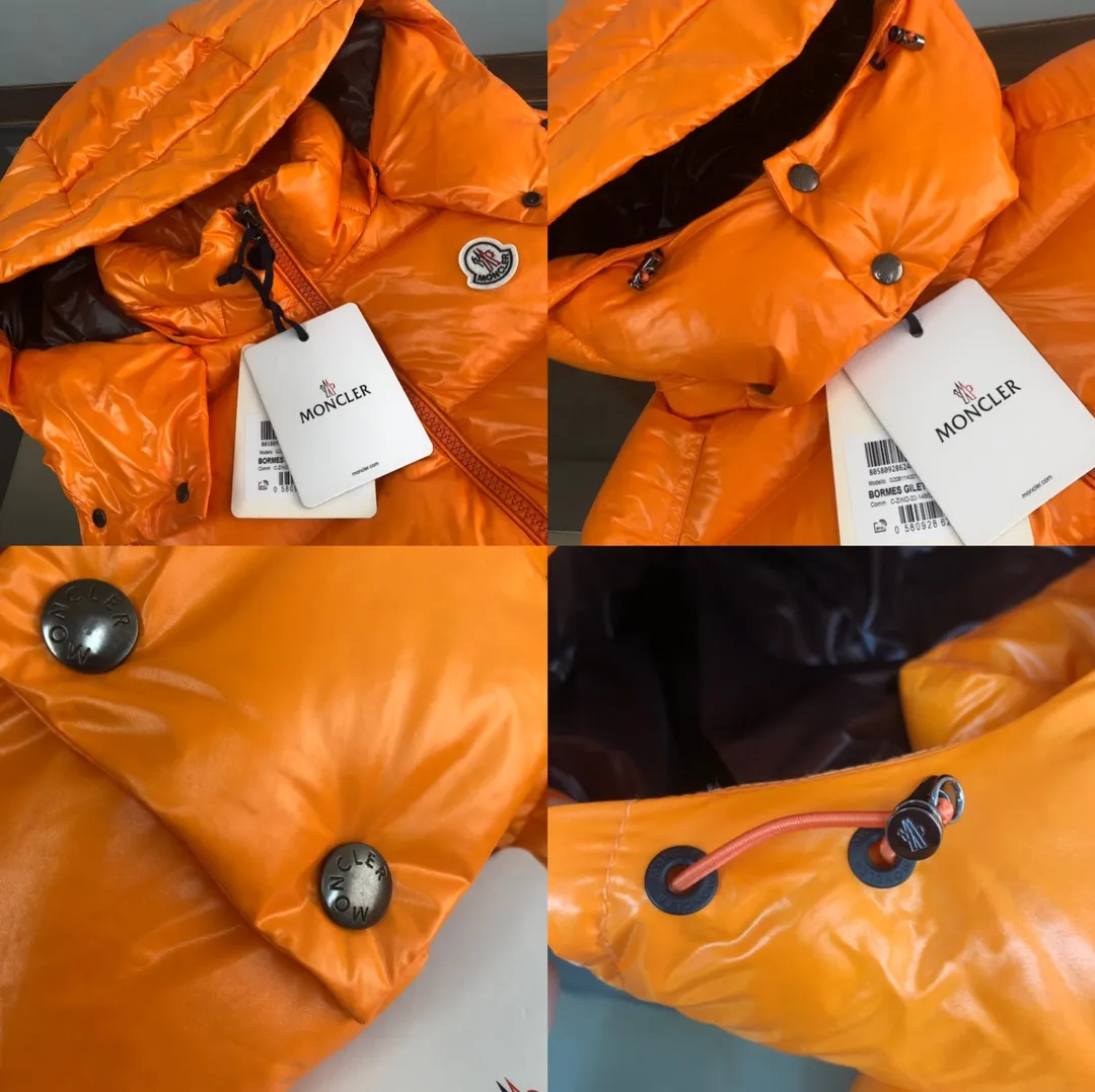 P680 MONCLER Latest Color Couple Style High Version Hooded Down Vest] Super popular item, made in a personalized street punk style, couple style high specification down vest jacket🔥 The hottest style at the moment🔥 Made of M's signature matte technical waterproof fabric, the fabric feels smooth and very textured, and is equipped with classic rectangular quilting to ensure the even distribution of down inside, bringing the ultimate warm and comfortable wearing experience, and it is also very fashionable and stylish! It is filled with imported European standard 90% velvet, which can effectively lock in and collect heat. You can feel its plump state by looking at the actual pictures. It is quite light on the upper body and does not feel bloated at all! The quality is definitely at the same level as the same counter. Friends who have ultra-high standards and pursuit of quality are recommended to buy it now👇 Color: Orange, Maroon, Green, Black Size: 1 2 3 4 5