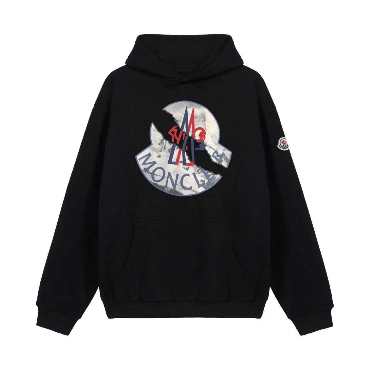 P270 Recommend with confidence, Moncler Mouth Mouth 480g Velvet Printed Hooded Sweatshirt, Australian velvet fabric is soft and comfortable, does not shrink, does not deform, does not pill) Original customized accessories Collar label Wash mark Hang tag Packaging (perfect details) Color White Black Size XS-L