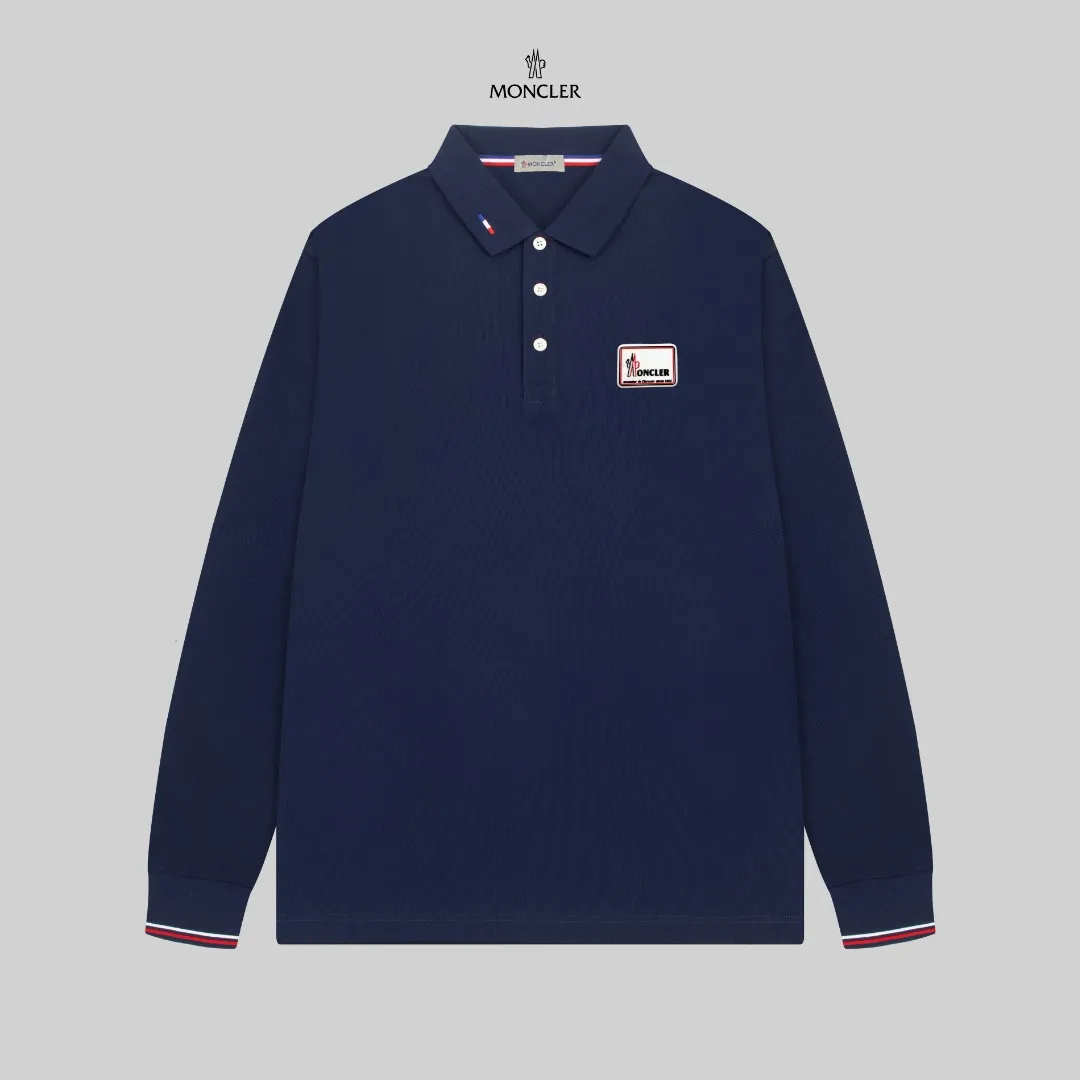 P210 MONCLER/Mask 25SS new logo embroidered lapel long-sleeved Polo shirt.  A simple yet refined T-shirt. The best item to create a modern and elegant look. Excellent channel product! Customer-supplied Piquet porous fiber pique cotton fabric, which can be called a "breathing fabric."  The unparalleled texture is inseparable from the exquisite materials used in craft tailoring. The craft knitted quilted design makes the hand feel extremely smooth and delicate without any roughness. The original logo design is more luxurious and noble. The upper body is comfortable and classy. The hand feels very smooth and soft. It can be easily controlled regardless of business, fashion or leisure. The age span is very large, which conforms to the trendy and practical dressing customs. It is the first choice for senior urban fashion people.  Black/white/Tibetan orchid Size: M~3XL