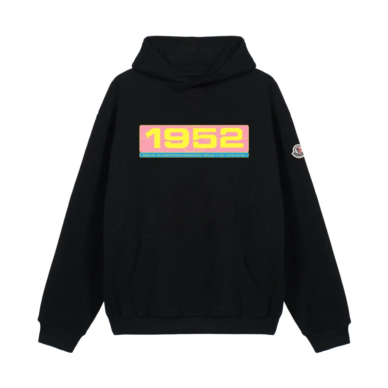 P270 Recommended for sale with confidence Moncler Mouth Mouth 480g Velvet printed hooded sweatshirt Australian velvet fabric is soft and comfortable, does not shrink, does not deform, does not pill) Original customized accessories Collar label Wash mark Hang tag Packaging (perfect details) Color White Black Size XS-L - Copy (31) - Copy