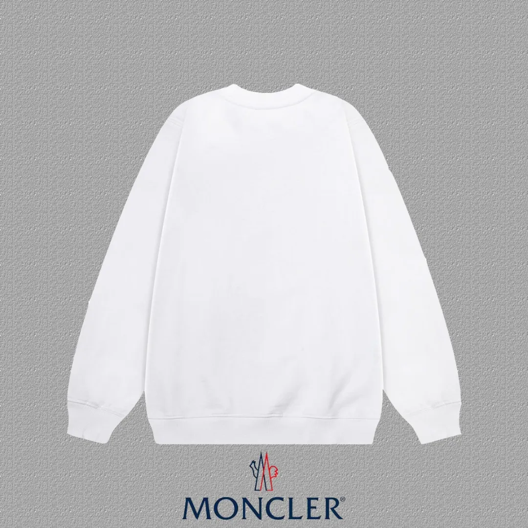 P200 [Moncler] 2025 autumn and winter new round neck sweatshirt High-end pure cotton double-ply 400g heavy terry cloth fabric Color: Black White Size: S M L XL 2XL