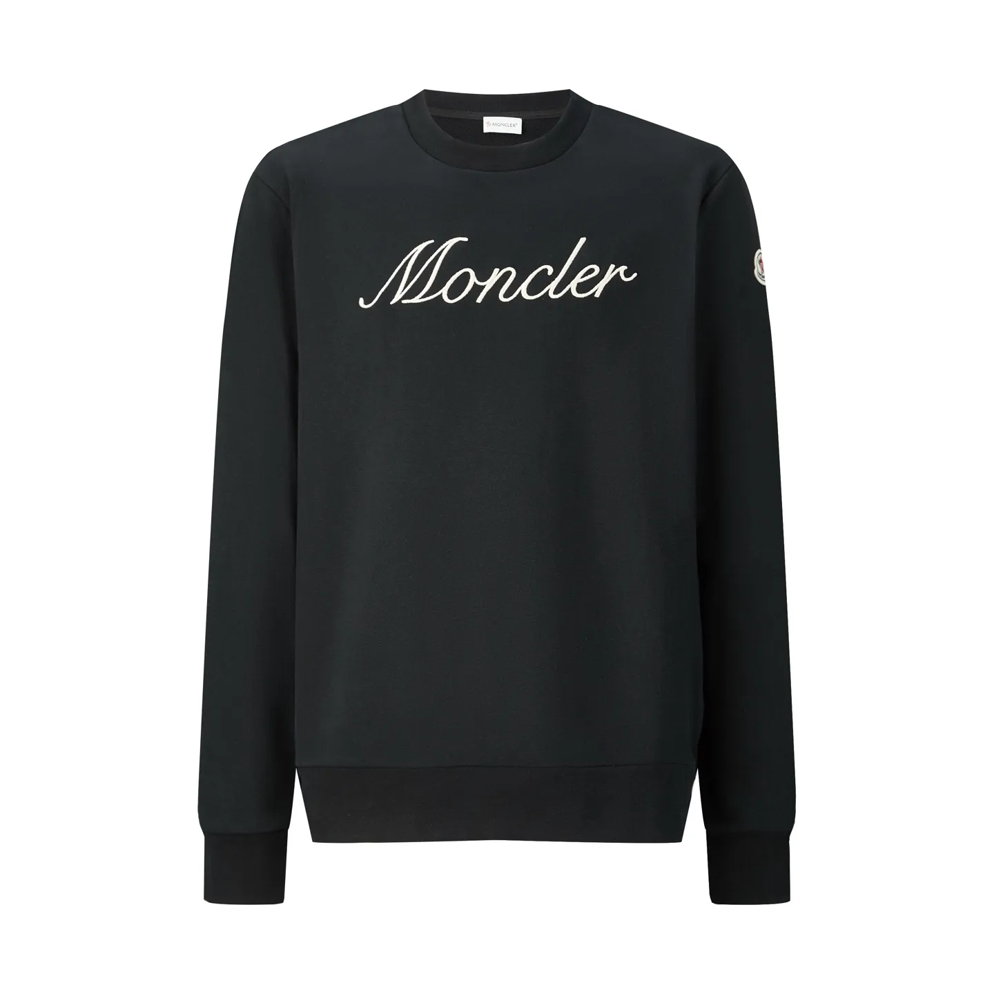 P360 MONCLER Covered Mouth Embroidered Armband Sweatshirt Fabric: Made of 380g brushed sweatshirt terry, the fabric is brushed to make the surface feel softer and smoother. The thread is matched with 1*1 double yarn thread.  Craftsmanship: Embroidery uses 3D multi-dimensional embroidery, embellished with connected brand embroidered letters. The armband is made of sheepskin composite embroidery technology.  Made from soft cotton fleece, this sweatshirt is suitable for all seasons. Round neck design, embellished with logo embroidery, inspired by college baseball uniforms. Round neck made of cotton fleece fabric Logo embossed and embroidered Accessories: Customized 1:1 washed logo Accessories: Customized 1:1 embroidered armband Craftsmanship: Customized 1:1 three-dimensional embroidery Size: S-M-L-XL Color: Black-Apricot