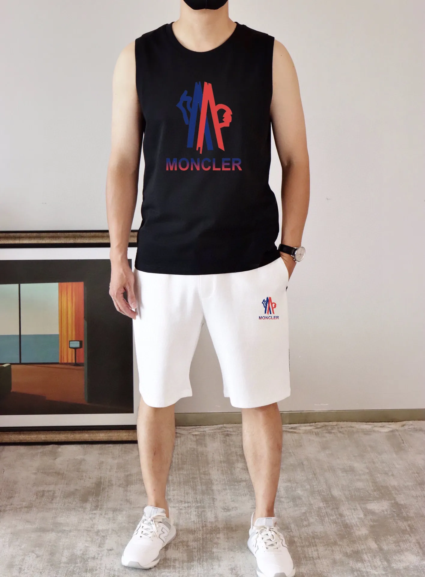 P280 brand [MONCLER] 2025 spring and summer new vest suit, classic and simple style, anyone can drive easily, imported custom mercerized cotton fabric, soft, comfortable and stylish, sweat-absorbent and breathable, classic brand letter logo design on the chest, luxury fashion craft style, foreign trade company order, luxury classic design, fashionable must-have item! Highly recommended to buy! 🔺🔺Counter size: M～3XL