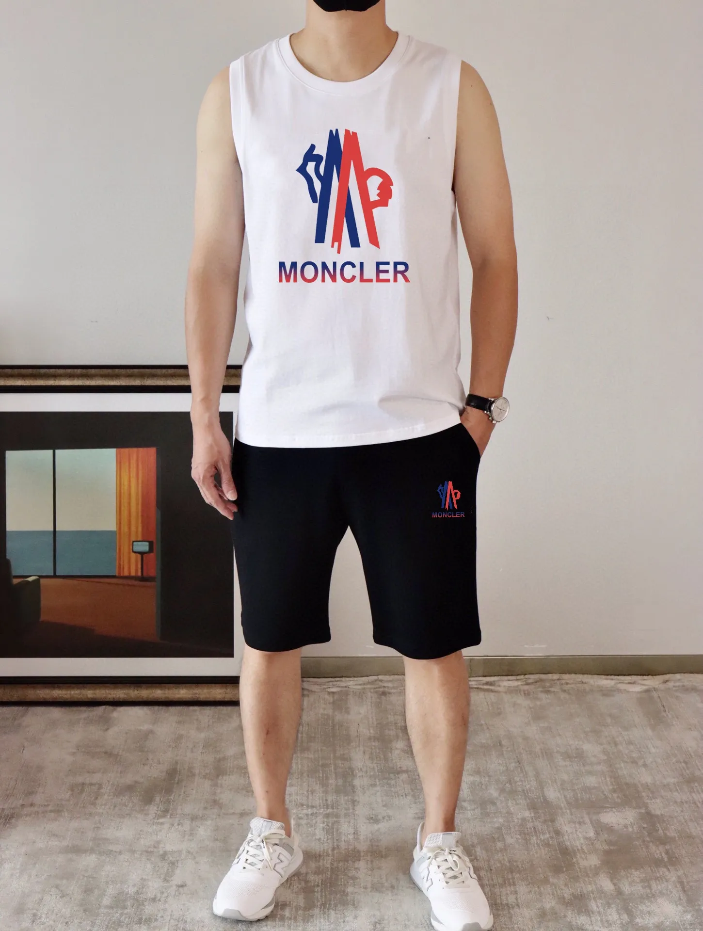 P280 brand [MONCLER] 2025 spring and summer new vest suit, classic and simple style, anyone can drive easily, imported custom mercerized cotton fabric, soft, comfortable and stylish, sweat-absorbent and breathable, classic brand letter logo design on the chest, luxury fashion craft style, foreign trade company order, luxury classic design, fashionable must-have item! Highly recommended to buy! 🔺🔺Counter size: M～3XL