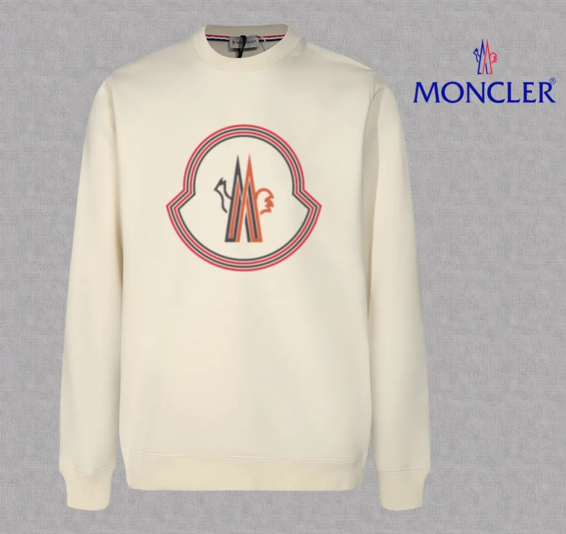 P210 High-version sweatshirt) [Long-term stock] 〖𝐌𝐎𝐍𝐂𝐋𝐄𝐑~Mask〗 Made of 440g heavy-weight fabric. It is different from the market currency. It can be matched with any variety and is properly handsome. 😎The whole dress is made of double waistcoats. The double waistcoats make the whole dress more three-dimensional. Not ordinary factories can do such fine work. 2025 Spring runway version of the T stage, on sale at the counter, round neck terry sweatshirt, high-end double-strand pure cotton, custom-made stretch ribs, dyed in the same vat, complete with three standards, matched with exquisite embroidered LOGO on the chest, simple and advanced, same style for men and women. Color: black, apricot, white, size: S M L XL 2XL