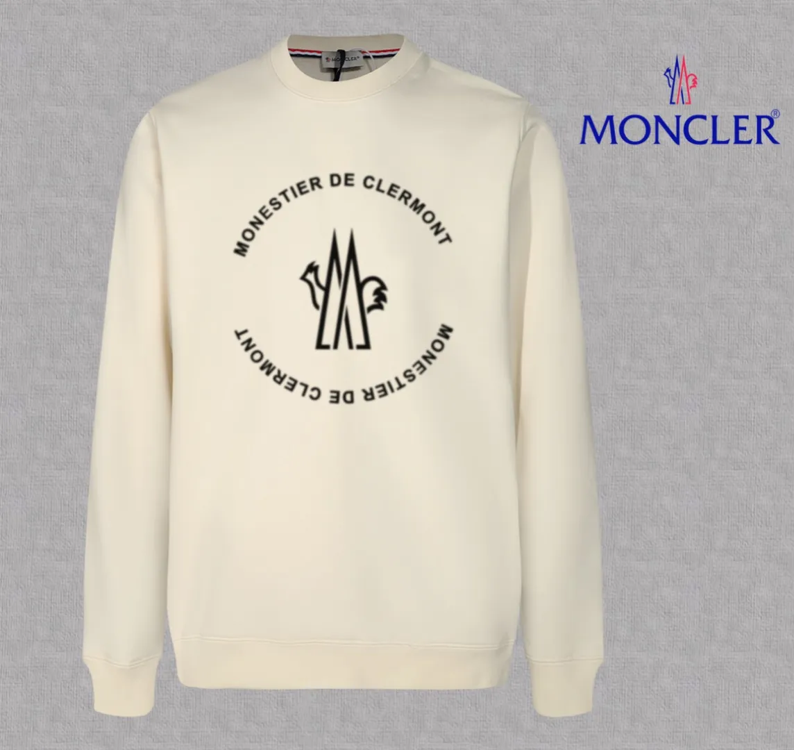 P210 High-version sweatshirt) [Long-term stock] 〖𝐌𝐎𝐍𝐂𝐋𝐄𝐑~Mask〗 Made of 440g heavy-weight fabric. It is different from the market currency. It can be matched with any variety and is properly handsome. 😎The whole dress is made of double waistcoats. The double waistcoats make the whole dress more three-dimensional. Not ordinary factories can do such fine work. 2025 Spring runway version of the T stage, on sale at the counter, round neck terry sweatshirt, high-end double-strand pure cotton, custom-made stretch ribs, dyed in the same vat, complete with three standards, matched with exquisite embroidered LOGO on the chest, simple and advanced, same style for men and women. Color: black, apricot, white, size: S M L XL 2XL
