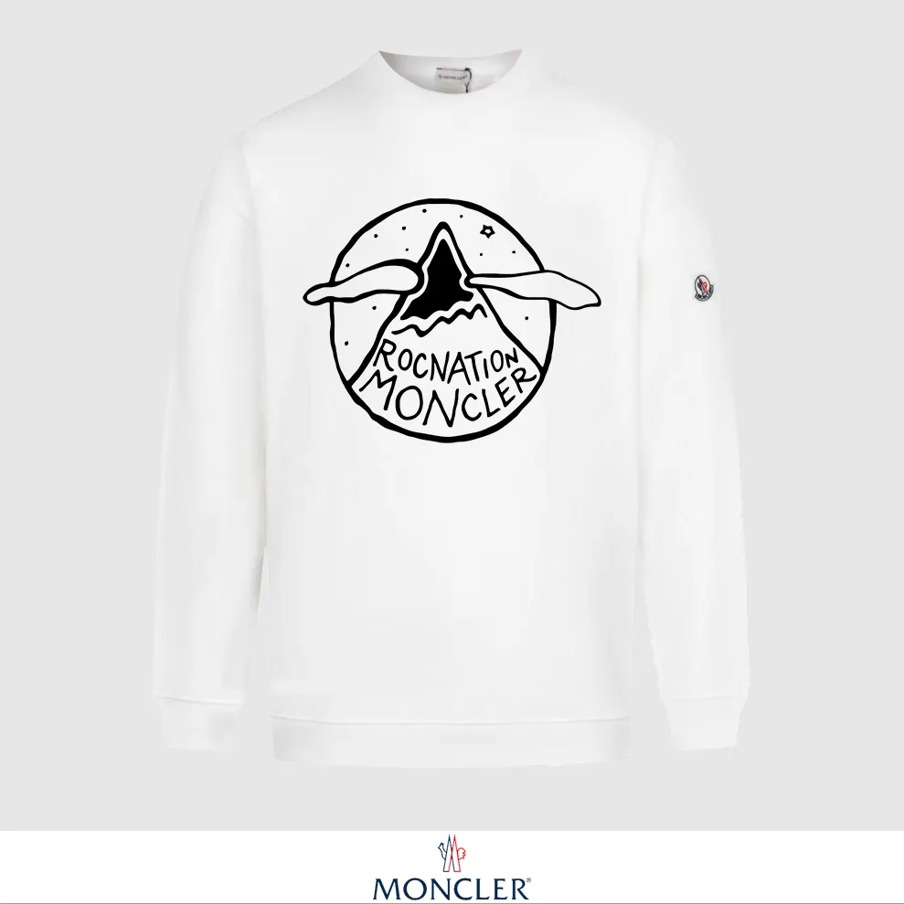 P240 Recommend the most popular Moncler masked 380g printed terry crew neck sweatshirt. Breathable pure cotton fabric. The texture is very soft and comfortable. No shrinkage, no deformation, no pilling). Original customized accessories. Collar label. Wash mark. Hang tag. Packaging (perfect details). Color: White. Black. Size: XS S M L.