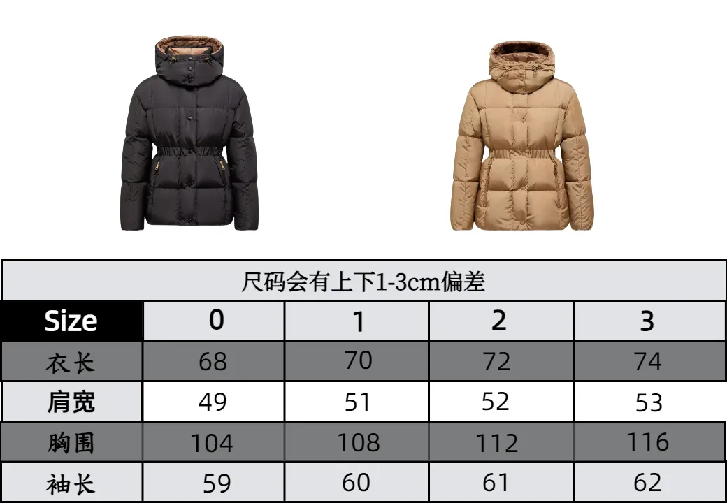 P1320 Moncler Men's Mouth Waisted Black Gold Agneux Women's Square Quilted Hooded Short Down Jacket The Agneux down jacket combines protective fabrics and exquisite textures. Short fit in functional nylon with a glossy satin finish. Paired with a nipped-in waist design, it outlines a feminine silhouette.  Fabric: Made of nylon, Longue saisont, filled with down (90 down white goose down) Craftsmanship: Removable and adjustable hood, zipper and snap closure, zipper pockets, elastic waist (supports NFC chip function) Size: 0 1 2 3 5555070