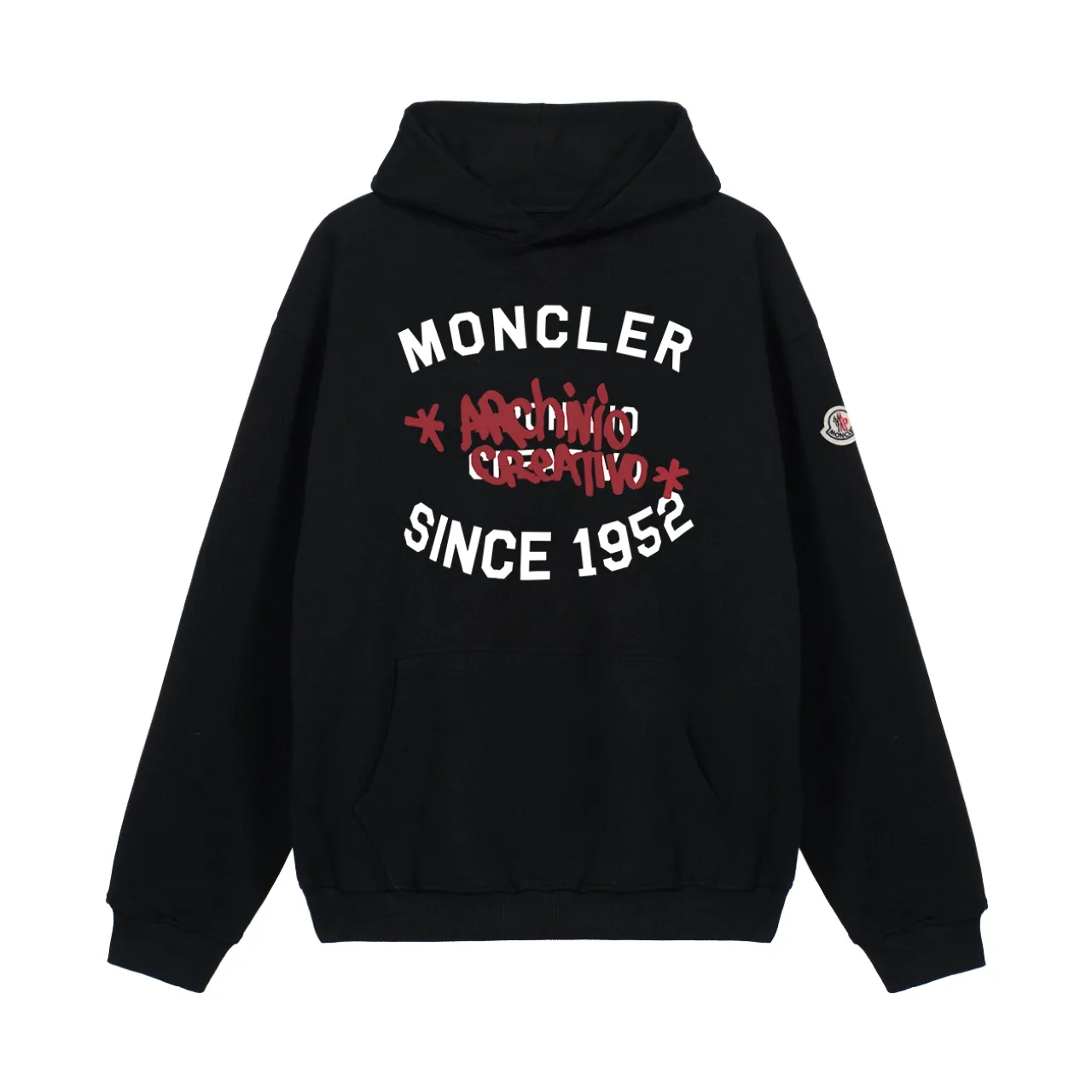 P270 Recommended model that will not be sold off the shelves, Moncler Mouth Mouth 480g Velvet Printed Hooded Sweatshirt, Australian velvet fabric is soft and comfortable, does not shrink, does not deform, does not pill) Original customized accessories Collar label Wash mark Hang tag Packaging (perfect details) Color White Black Size XS-L - Copy (64) - Copy - Copy