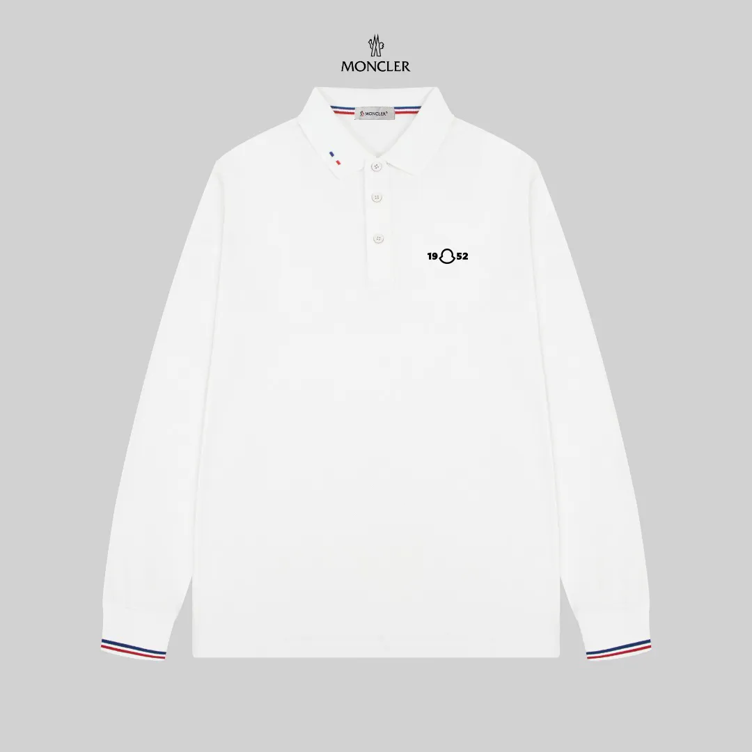 P210 MONCLER/Muzzled New style logo embroidered lapel long-sleeved polo shirt.  A simple yet refined T-shirt. The best item to create a modern and elegant look. Excellent channel product! Customer-supplied Piquet porous fiber pique cotton fabric, which can be called a "breathing fabric."  The unparalleled texture is inseparable from the exquisite materials used in craft tailoring. The craft knitted quilted design makes the hand feel extremely smooth and delicate without any roughness. The original logo design is more luxurious and noble. The upper body is comfortable and classy. The hand feels very smooth and soft. It can be easily controlled regardless of business, fashion or leisure. The age span is very large, which conforms to the trendy and practical dressing customs. It is the first choice for senior urban fashion people.  Black/white/Tibetan orchid Size: M~3XL