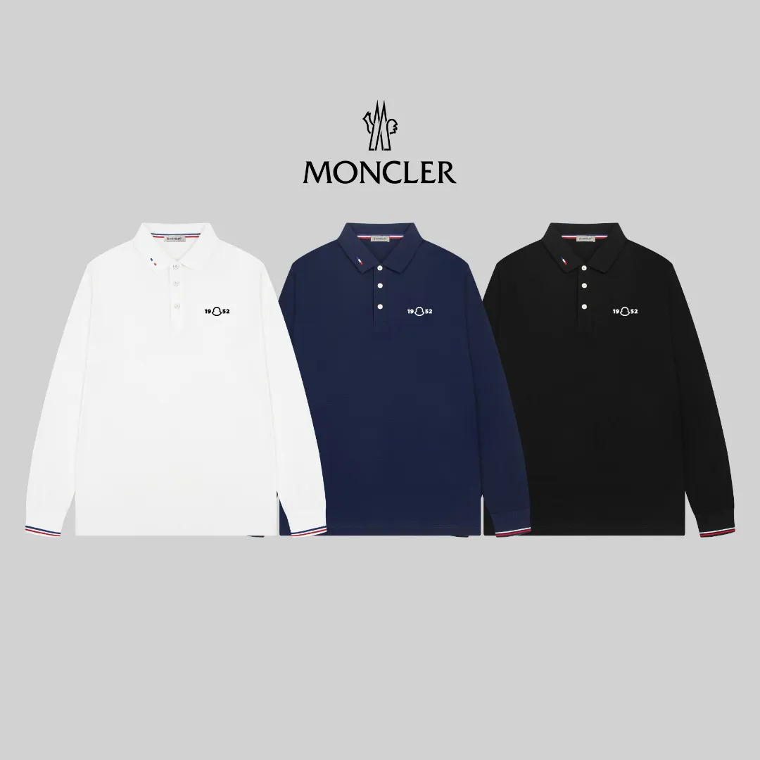 P210 MONCLER/Muzzled New style logo embroidered lapel long-sleeved polo shirt.  A simple yet refined T-shirt. The best item to create a modern and elegant look. Excellent channel product! Customer-supplied Piquet porous fiber pique cotton fabric, which can be called a "breathing fabric."  The unparalleled texture is inseparable from the exquisite materials used in craft tailoring. The craft knitted quilted design makes the hand feel extremely smooth and delicate without any roughness. The original logo design is more luxurious and noble. The upper body is comfortable and classy. The hand feels very smooth and soft. It can be easily controlled regardless of business, fashion or leisure. The age span is very large, which conforms to the trendy and practical dressing customs. It is the first choice for senior urban fashion people.  Black/white/Tibetan orchid Size: M~3XL