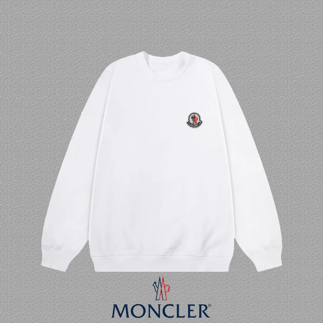 P190 [Moncler] 2025 autumn and winter new round neck sweatshirt High-end pure cotton double-ply 400g heavy terry cloth fabric Color: Black White Size: S M L XL 2XL