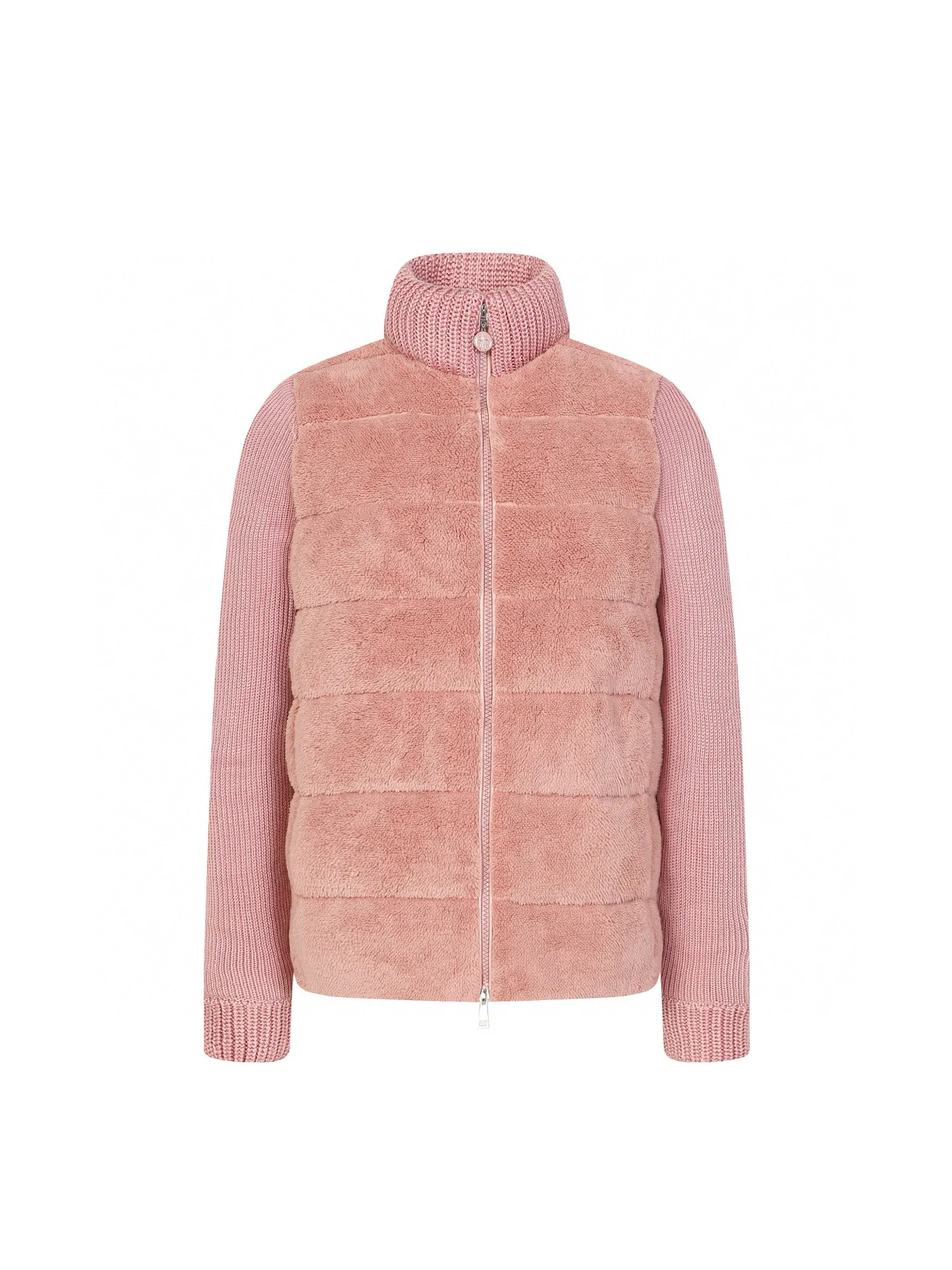 P580 🔥Moncler Women's Wool Teddy Down Jacket. This cardigan is made of wool and teddy style fabrics, providing a soft and comfortable wearing experience. Midweight knitted piece with down-filled front and back that can easily be worn as a outer layer in warmer weather. Fabric: Sleeves and collar made of woolen wool, Longue saison lining, 90% goose down, Craftsmanship: Front and back filled with down teddy style, purl stitch, 5 stitches, zipper closure, zipper pockets, ribbed cuffs Style: A75# Color: Pink White Gray Size: S M L