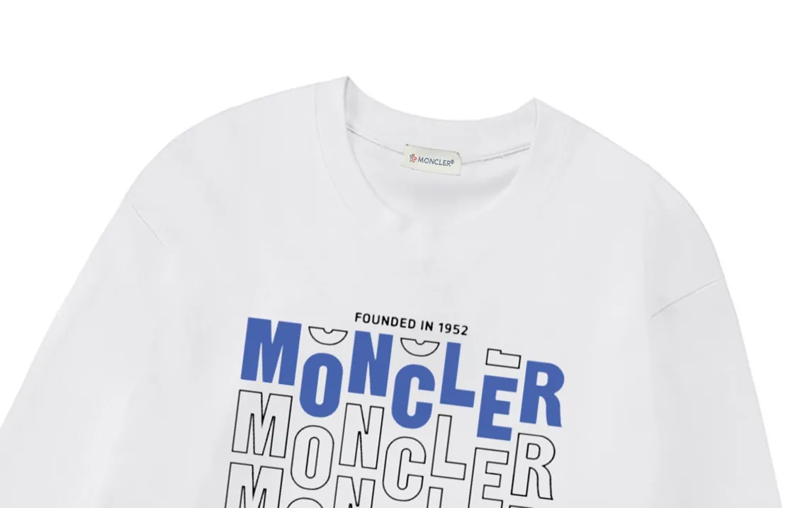 P170 Moncler 2025 new model, hollow letter logo, same style for men and women, long-sleeved T-shirt ·Customized 300g 100% double yarn pure cotton fabric ·Dyeing 32 counts double thread ·Collar label, hangtag, main mark and three labels complete Color: White Size: XS S M L
