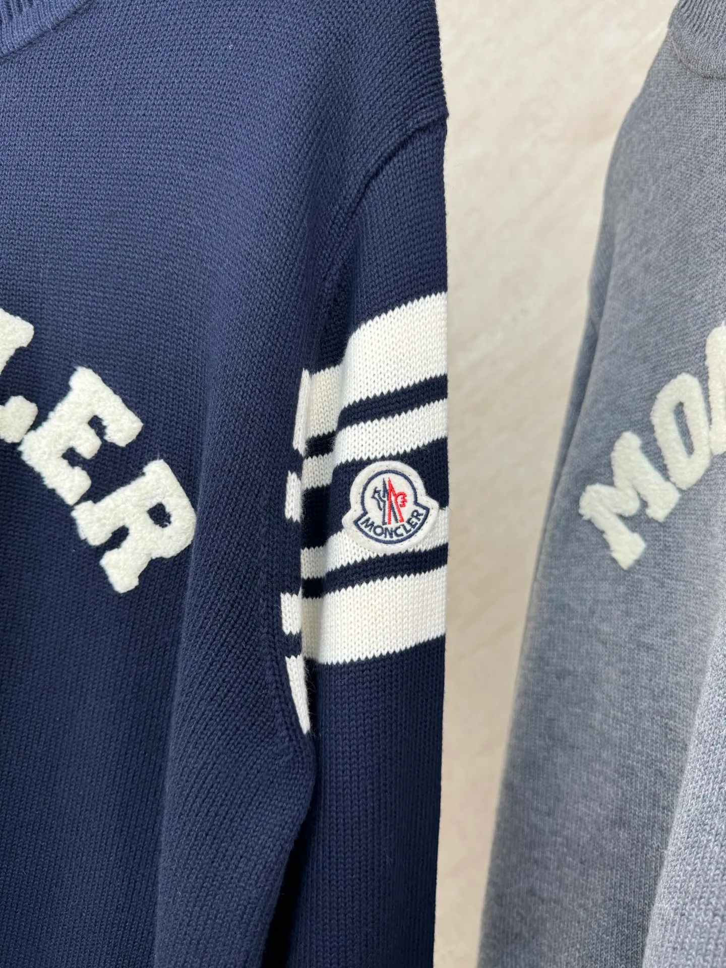 P430 Moncler masked towel embroidered letter logo wool blend knitted round neck pullover sweater Size: S/M/L/XL