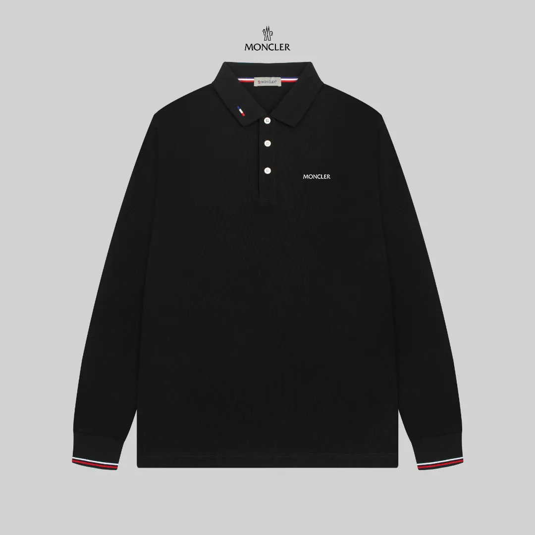 P210 MONCLER/Muzzled New style logo embroidered lapel long-sleeved polo shirt.  A simple yet refined T-shirt. The best item to create a modern and elegant look. Excellent channel product! Customer-supplied Piquet porous fiber pique cotton fabric, which can be called a "breathing fabric."  The unparalleled texture is inseparable from the exquisite materials used in craft tailoring. The craft knitted quilted design makes the hand feel extremely smooth and delicate without any roughness. The original logo design is more luxurious and noble. The upper body is comfortable and classy. The hand feels very smooth and soft. It can be easily controlled regardless of business, fashion or leisure. The age span is very large, which conforms to the trendy and practical dressing customs. It is the first choice for senior urban fashion people.  Black/white/Tibetan orchid Size: M~3XL
