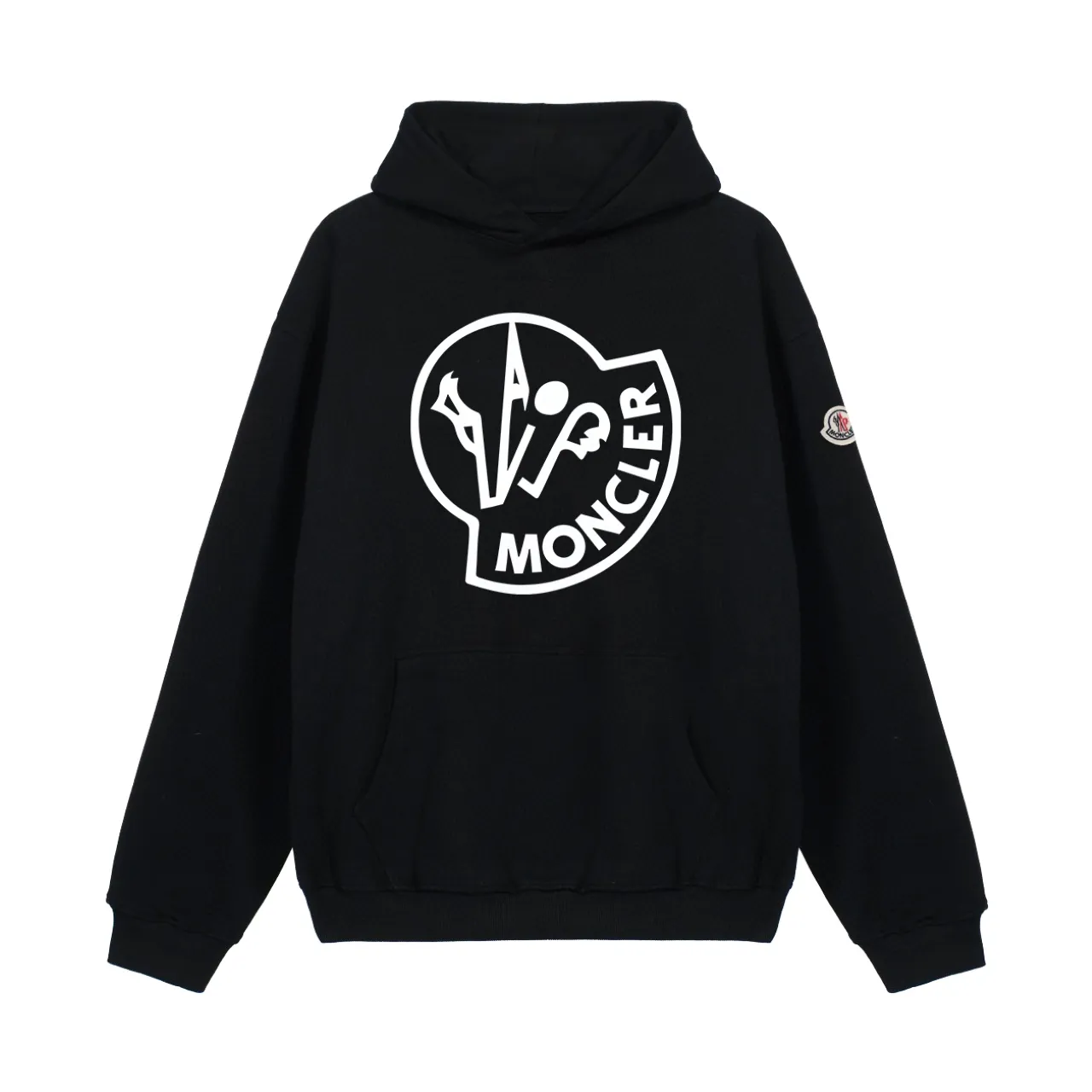 P270 Recommend with confidence, Moncler Mouth Mouth 480g Velvet Printed Hooded Sweatshirt Australian velvet fabric is soft and comfortable, does not shrink, does not deform, does not pill) Original customized accessories Collar label Wash mark Hang tag Packaging (perfect details) Color White Black Size XS-L - Copy (41) - Copy