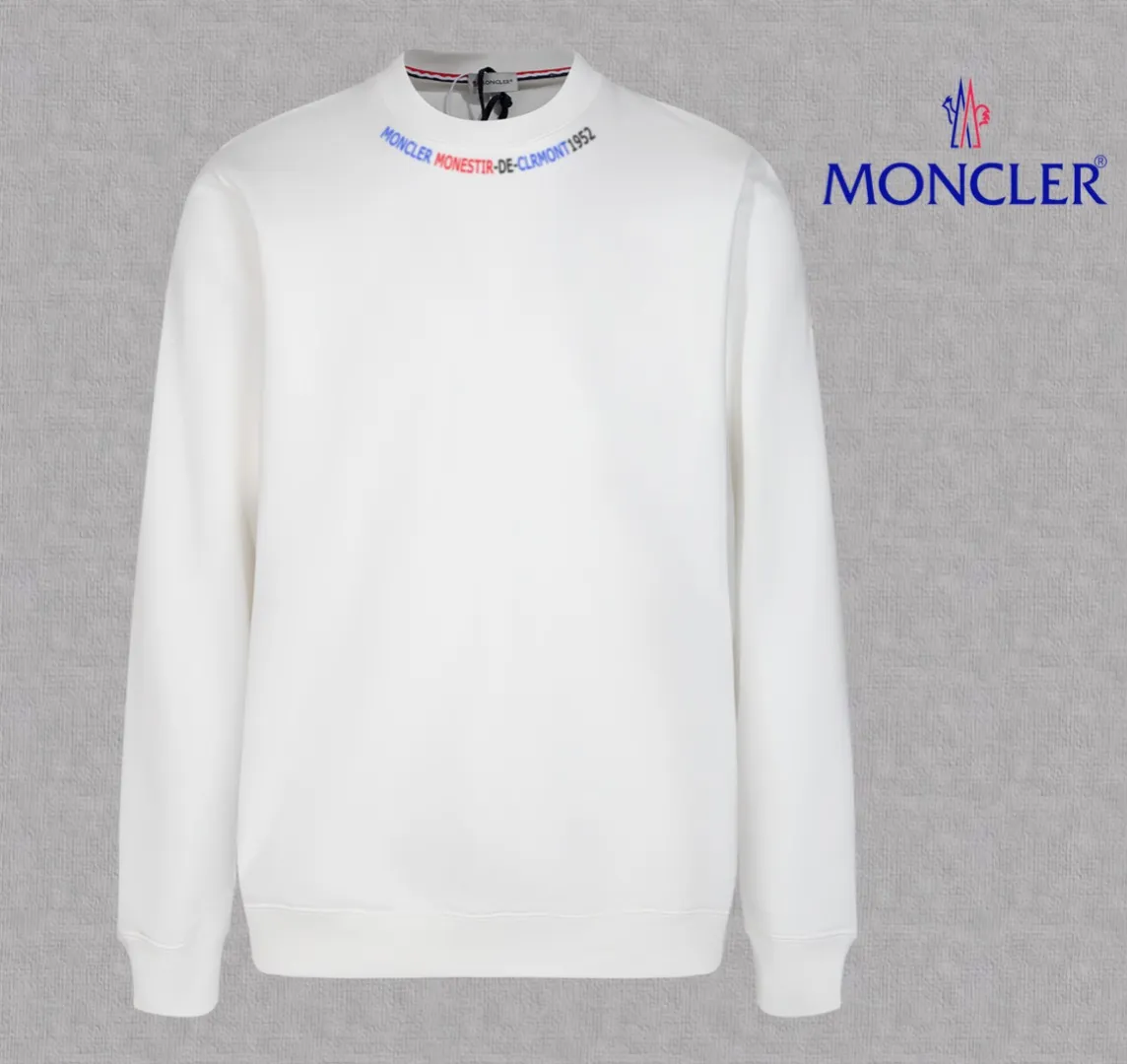 P210 High-version sweatshirt) [Long-term stock] 〖𝐌𝐎𝐍𝐂𝐋𝐄𝐑~Mask〗 Made of 440g heavy-weight fabric. It is different from the market currency. It can be matched with any variety and is properly handsome. 😎The whole dress is made of double waistcoats. The double waistcoats make the whole dress more three-dimensional. Not ordinary factories can do such fine work. 2025 Spring runway version of the T stage, on sale at the counter, round neck terry sweatshirt, high-end double-strand pure cotton, custom-made stretch ribs, dyed in the same vat, complete with three standards, matched with exquisite embroidered LOGO on the chest, simple and advanced, same style for men and women. Color: black, apricot, white, size: S M L XL 2XL
