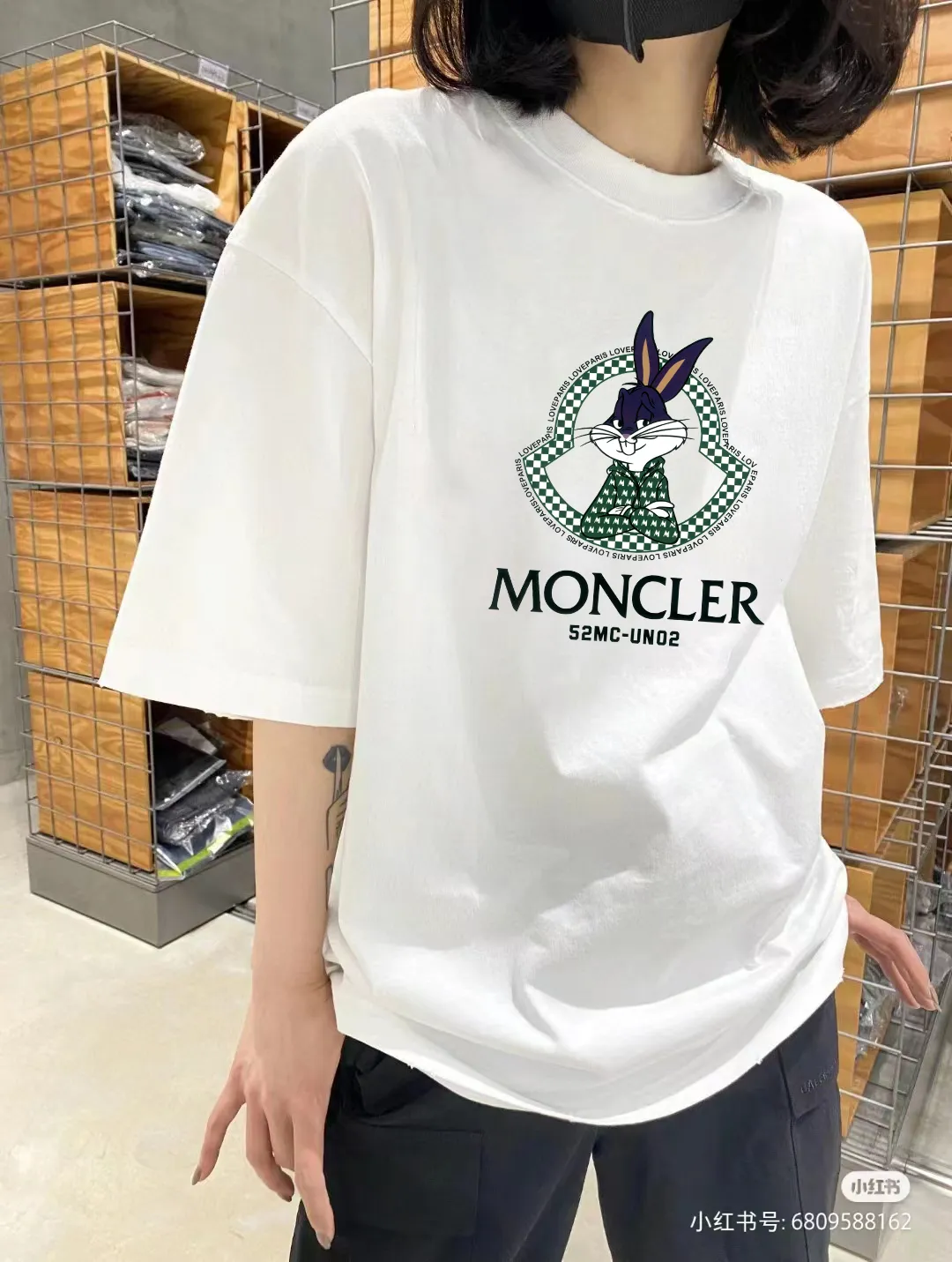 P140 [MONCLER] 2025FW short-sleeved T-shirt, LOGO printing, high-end 26s double yarn 300g fabric, heavy fabric, custom stretcher rib, same vat and dye, three standard complete, same style for men and women, color: black, white, size: S M L XL 2XL