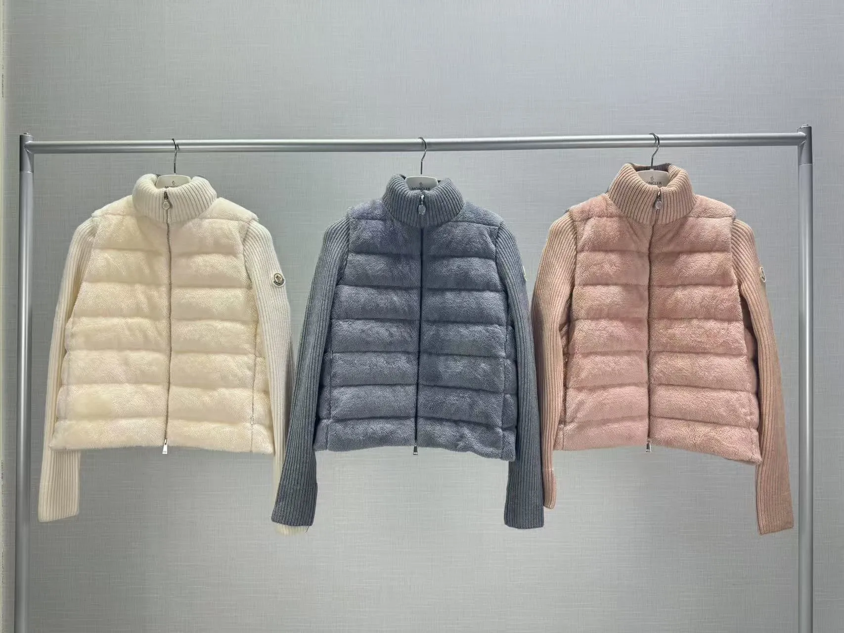P700 962# Domestic spot Moncler 25 women's Teddy spring thin knitted splicing down jacket