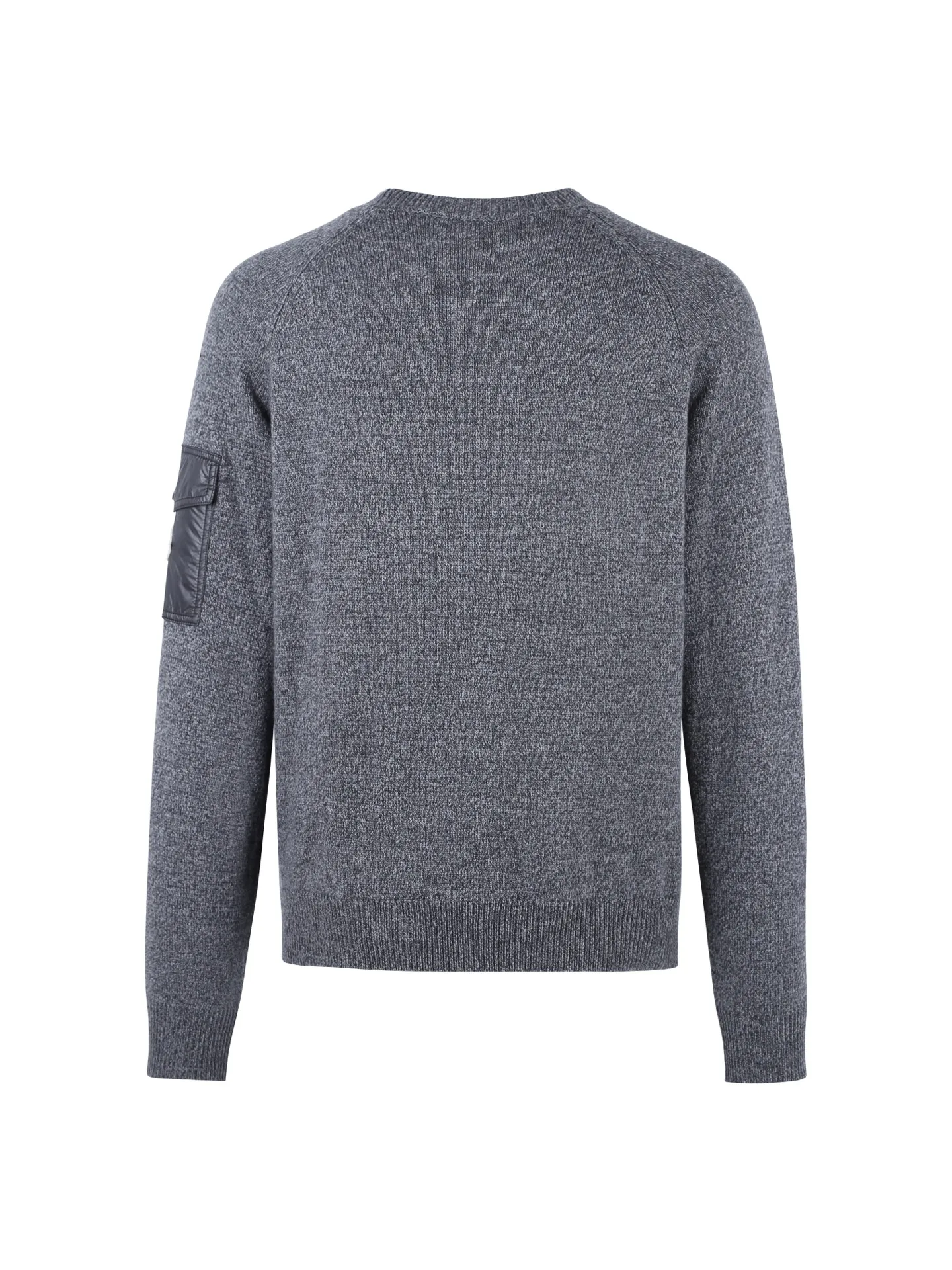 P400 White background picture] MONCLER/muzzled sleeve pocket logo wool and cashmere long-sleeved crew neck sweater [Ready stock] S M L Dry cleaning is recommended (this product is made of wool and is not easy to machine wash)