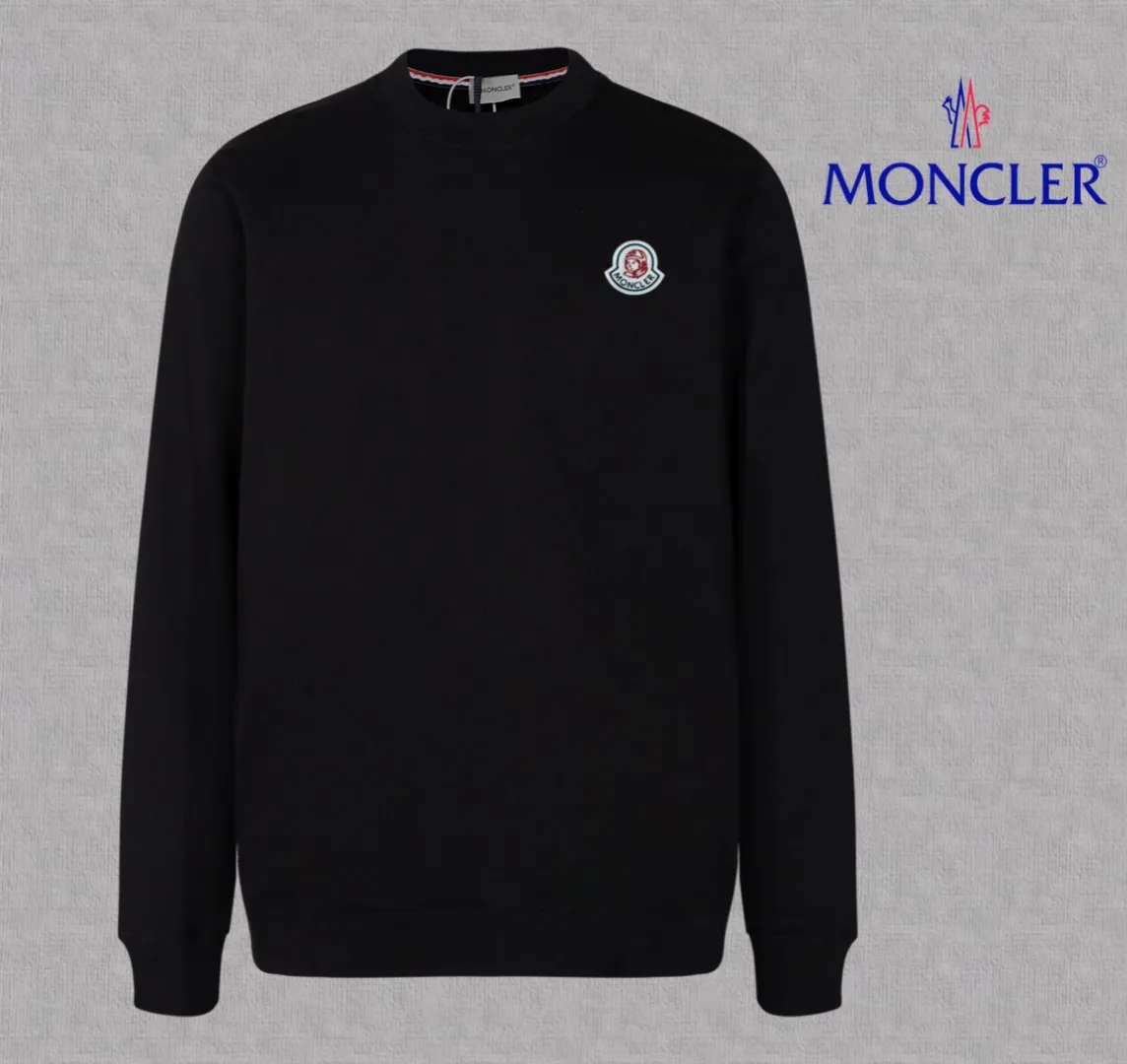P210 High-version sweatshirt) [Long-term stock] 〖𝐌𝐎𝐍𝐂𝐋𝐄𝐑~Mask〗 Made of 440g heavy-weight fabric. It is different from the market currency. It can be matched with any variety and is properly handsome. 😎The whole dress is made of double waistcoats. The double waistcoats make the whole dress more three-dimensional. Not ordinary factories can do such fine work. 2025 Spring runway version of the T stage, on sale at the counter, round neck terry sweatshirt, high-end double-strand pure cotton, custom-made stretch ribs, dyed in the same vat, complete with three standards, matched with exquisite embroidered LOGO on the chest, simple and advanced, same style for men and women. Color: black, apricot, white, size: S M L XL 2XL