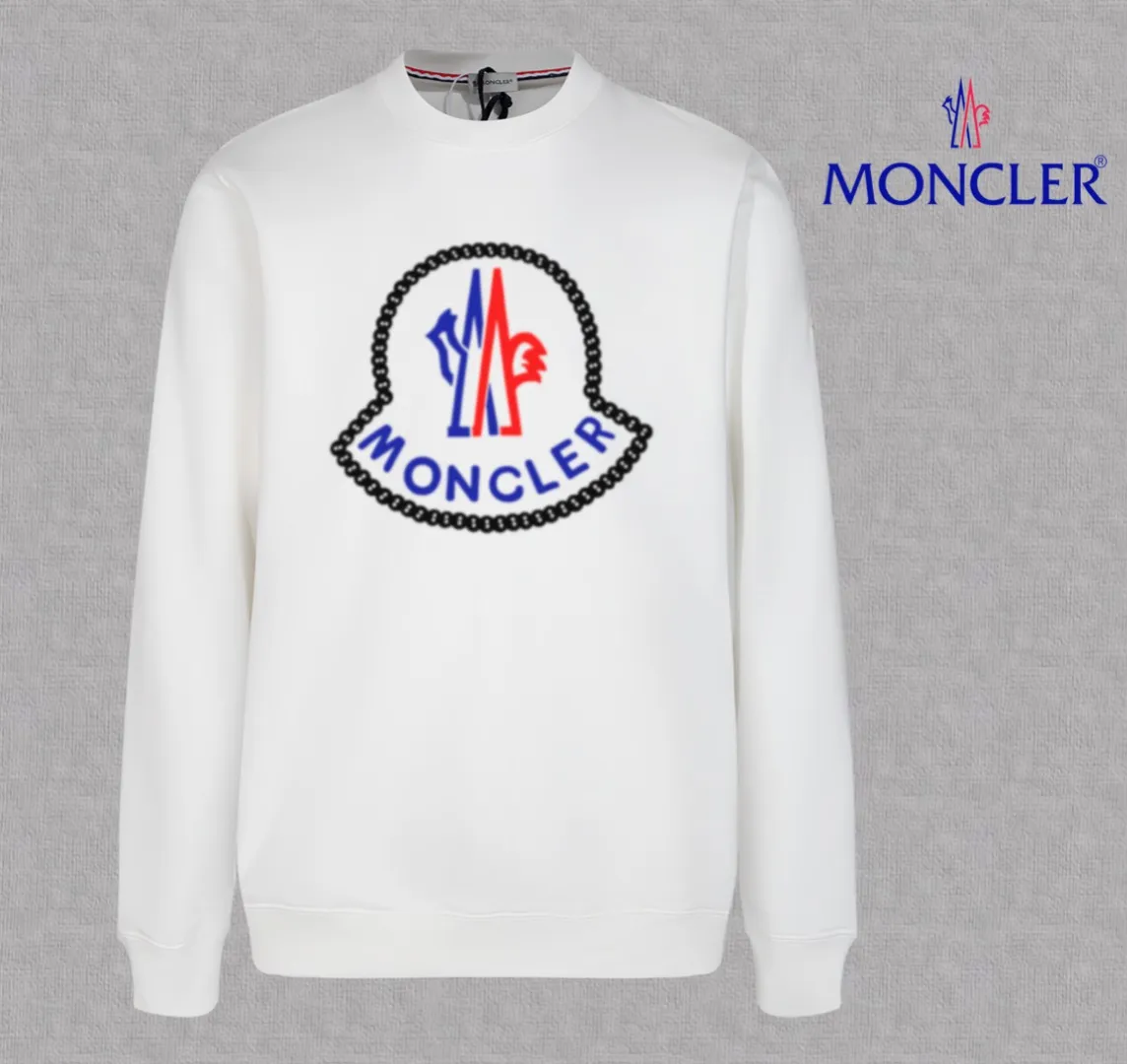 P210 High-version sweatshirt) [Long-term stock] 〖𝐌𝐎𝐍𝐂𝐋𝐄𝐑~Mask〗 Made of 440g heavy-weight fabric. It is different from the market currency. It can be matched with any variety and is properly handsome. 😎The whole dress is made of double waistcoats. The double waistcoats make the whole dress more three-dimensional. Not ordinary factories can do such fine work. 2025 Spring runway version of the T stage, on sale at the counter, round neck terry sweatshirt, high-end double-strand pure cotton, custom-made stretch ribs, dyed in the same vat, complete with three standards, matched with exquisite embroidered LOGO on the chest, simple and advanced, same style for men and women. Color: black, apricot, white, size: S M L XL 2XL