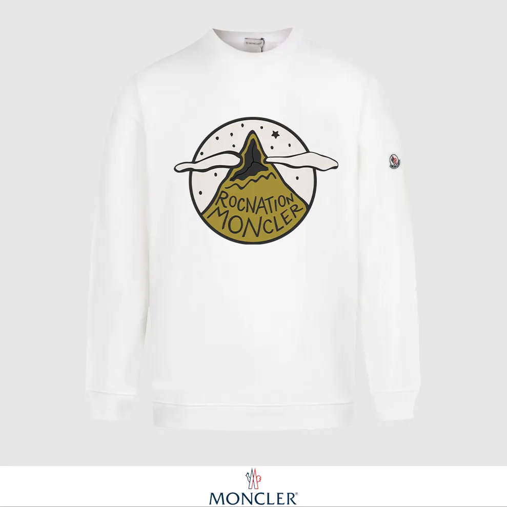 P240 Recommend the most popular Moncler masked 380g printed terry crew neck sweatshirt. Breathable pure cotton fabric. The texture is very soft and comfortable. No shrinkage, no deformation, no pilling). Original customized accessories. Collar label. Wash mark. Hang tag. Packaging (perfect details). Color: White. Black. Size: XS S M L.