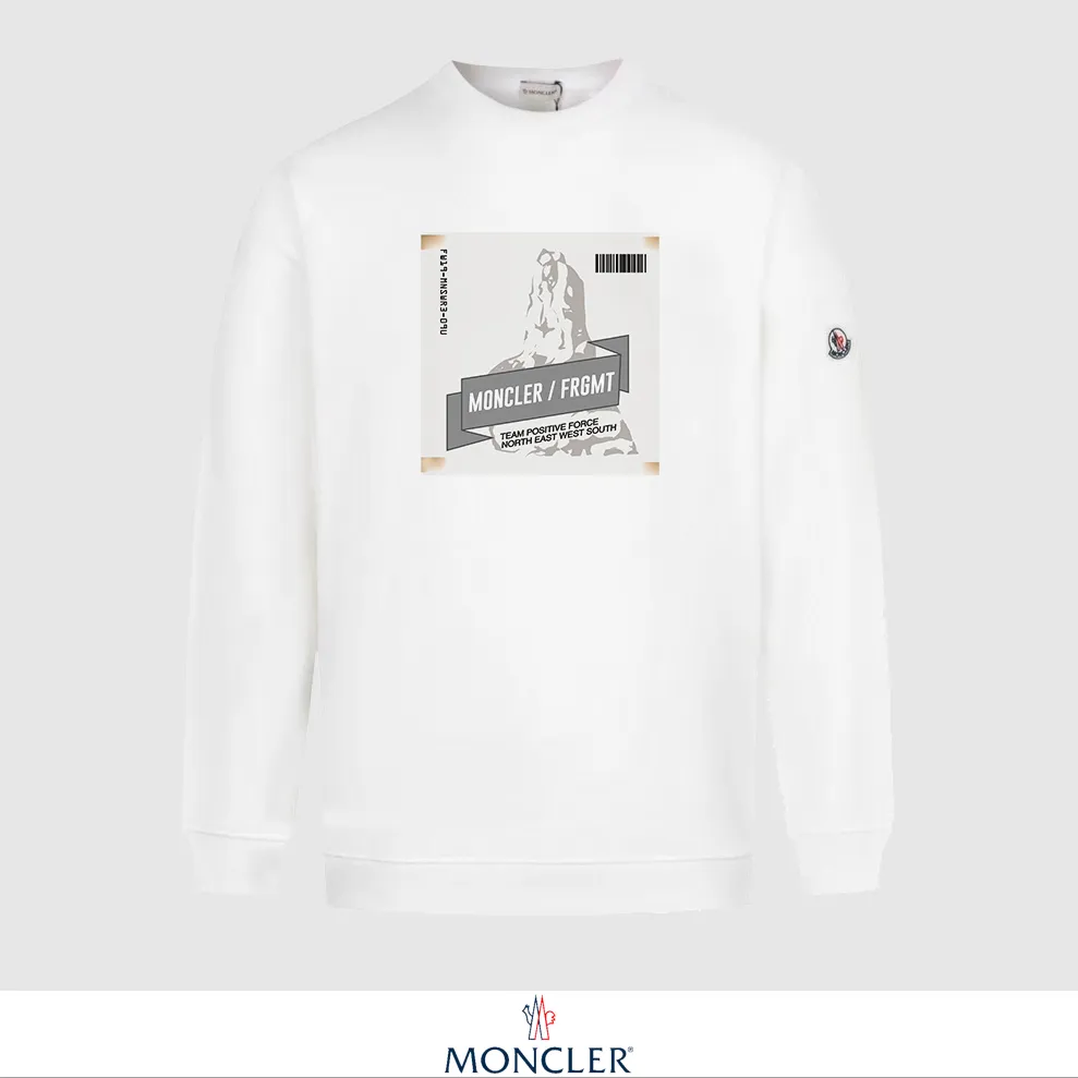 P240 Recommend the most popular Moncler masked 380g printed terry crew neck sweatshirt. Breathable pure cotton fabric. The texture is very soft and comfortable. No shrinkage, no deformation, no pilling). Original customized accessories. Collar label. Wash mark. Hang tag. Packaging (perfect details). Color: White. Black. Size: XS S M L.