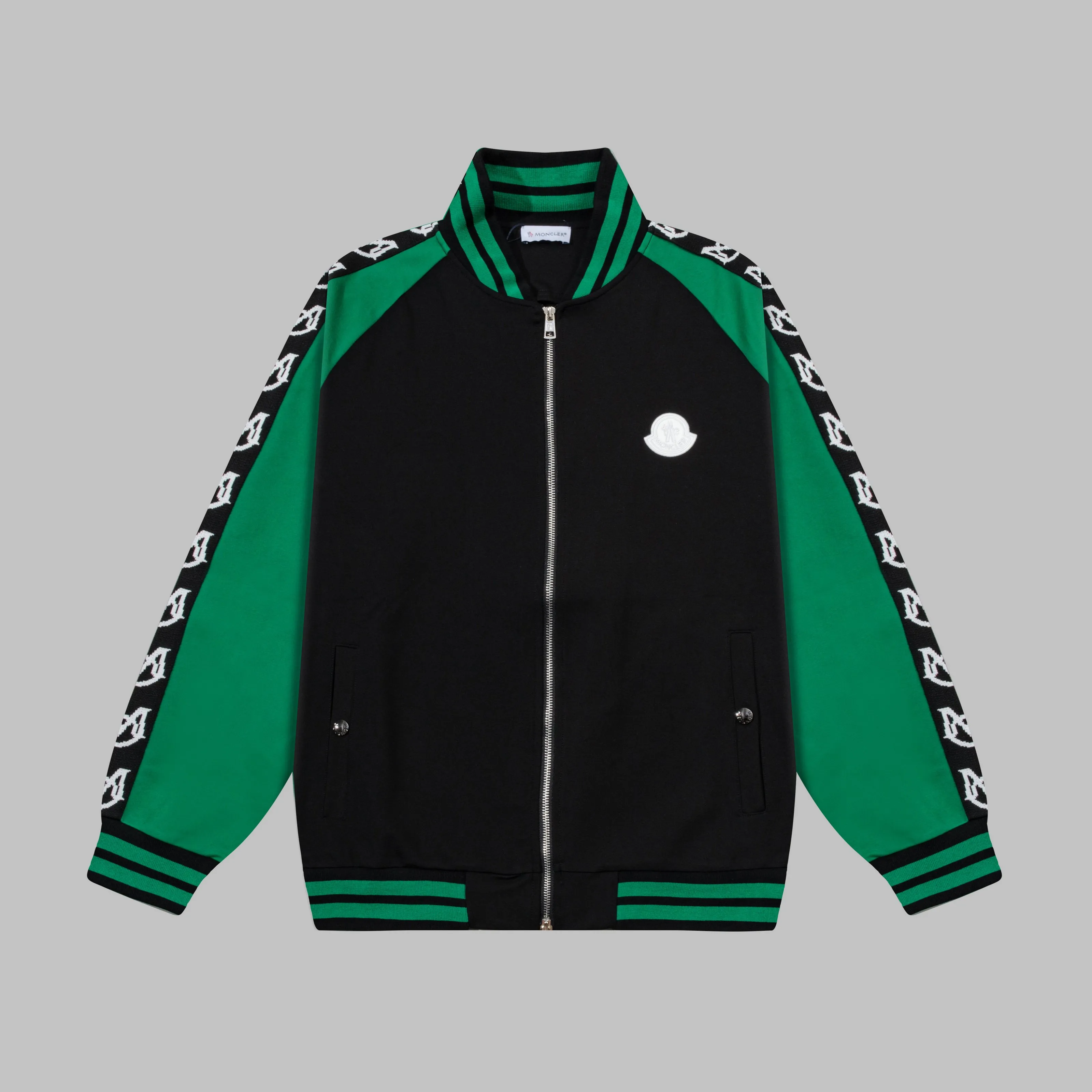 P270 MONCLER/Mask Custom fabric suit zipper jacket Color block design embroidered micro-label LOGO hand sleeve webbing technology Official synchronization High version High quality Fashion personality Versatile trend Pure original quality Original fabric Hang tag Collar label Washed wheat Complete three standards Color: black and white. Black green. Black yellow. Size: S-2XL