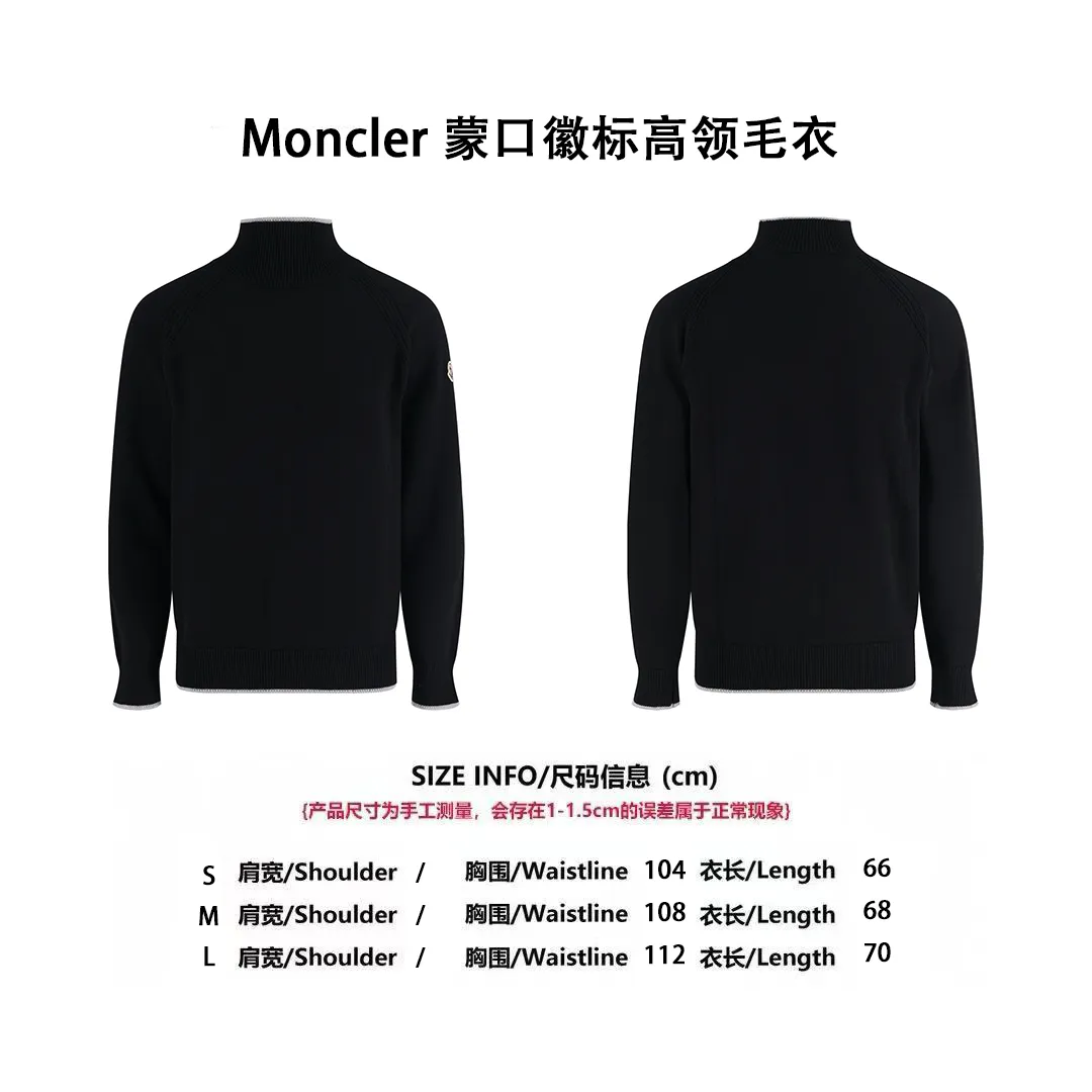 [Size Chart] Moncler Logo Turtleneck Long Sleeve Sweater (Black) P470
